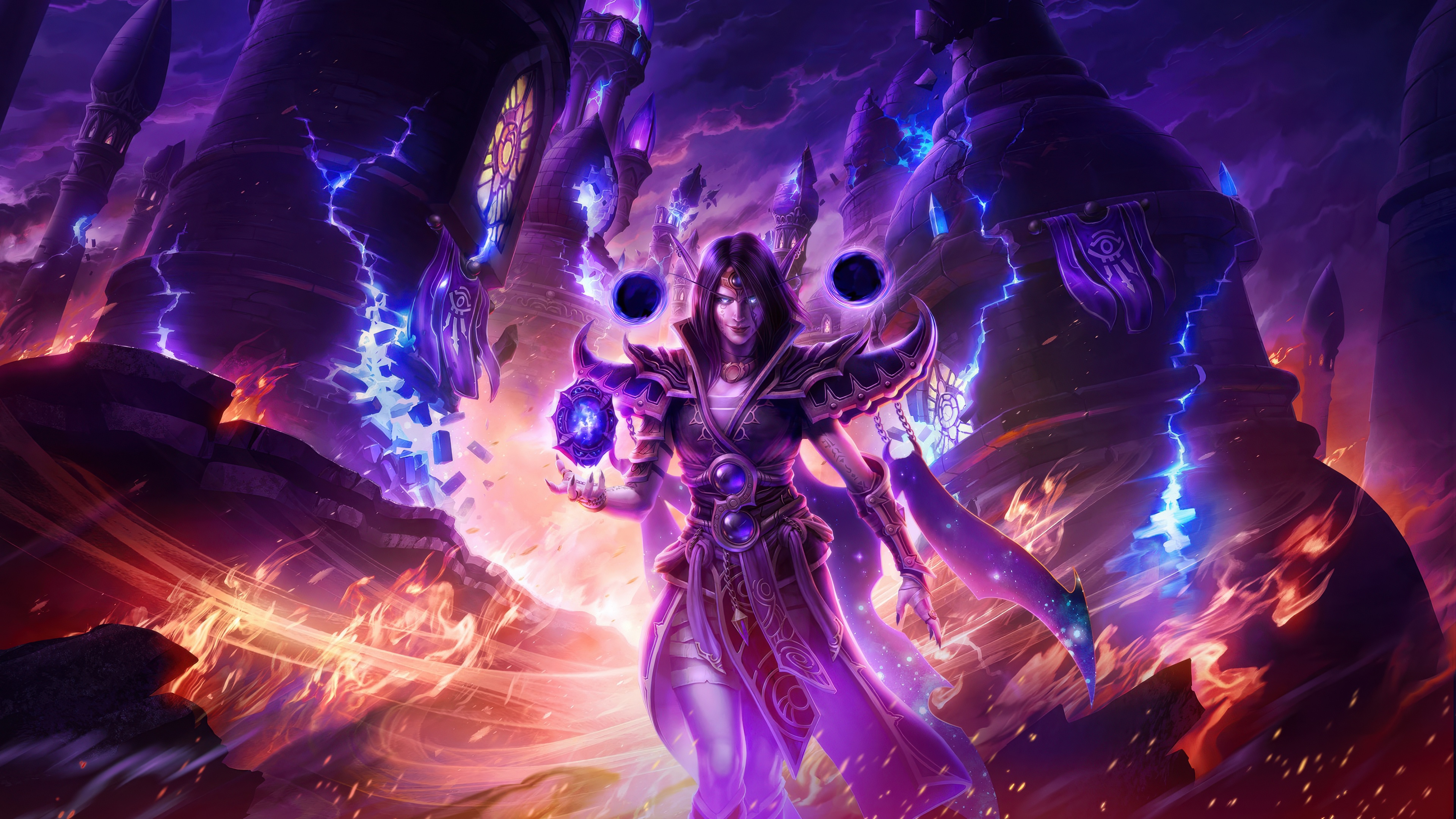 A powerful Voidweaver from World of Warcraft: The War Within, shrouded in dark cosmic void energy and shadows.