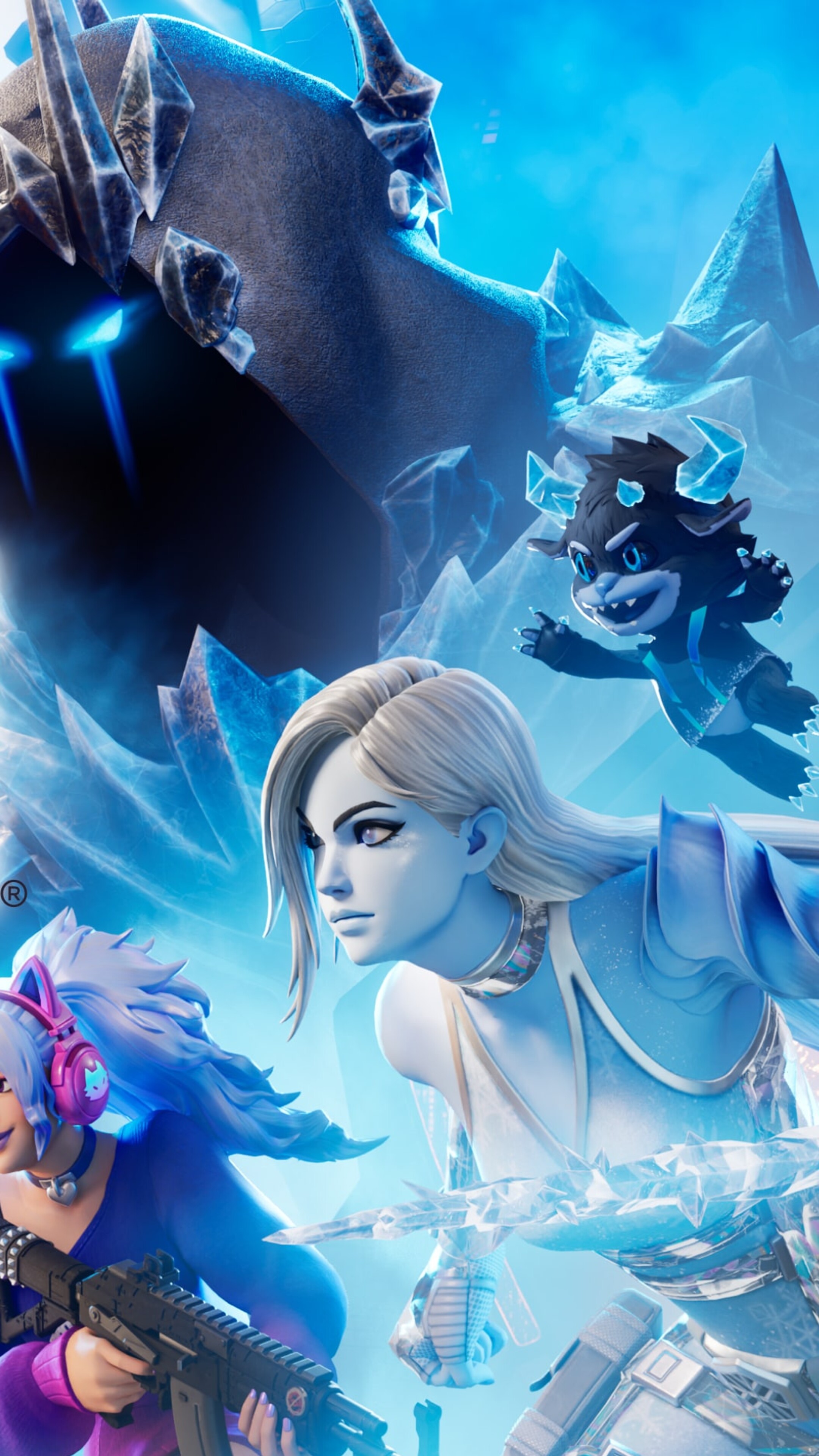 A character from Fortnite Battle Royale prepared for combat in a colorful, high-tech battleground environment.