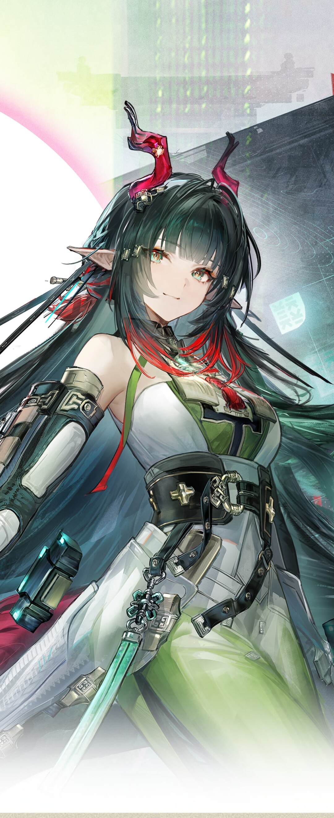 Anime girl in futuristic tactical gear, Arknights: Endfield aesthetic.