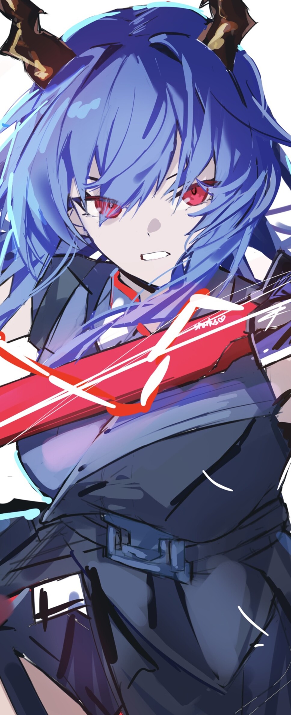High-resolution anime girl in Arknights-style tactical combat gear and techwear.