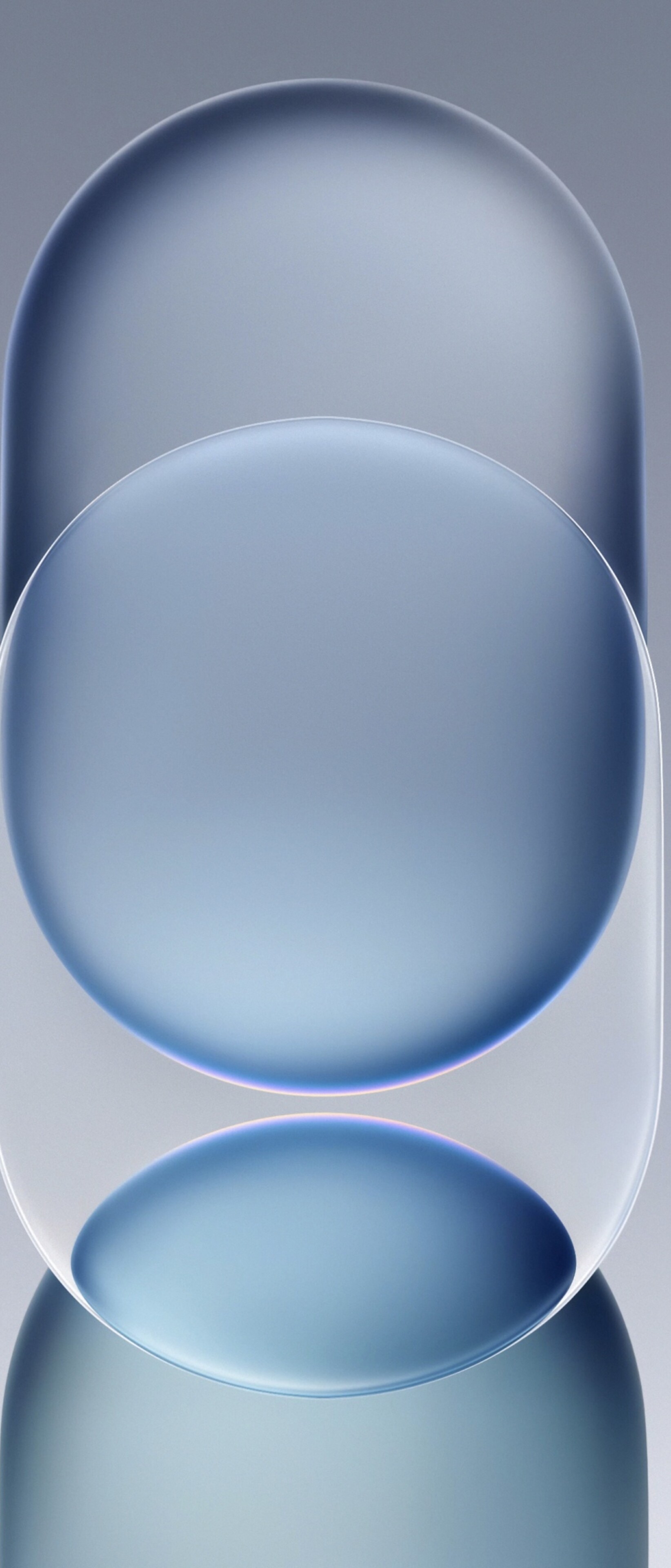 Abstract geometric shapes with overlapping frosted glass textures and a soft gradient background.