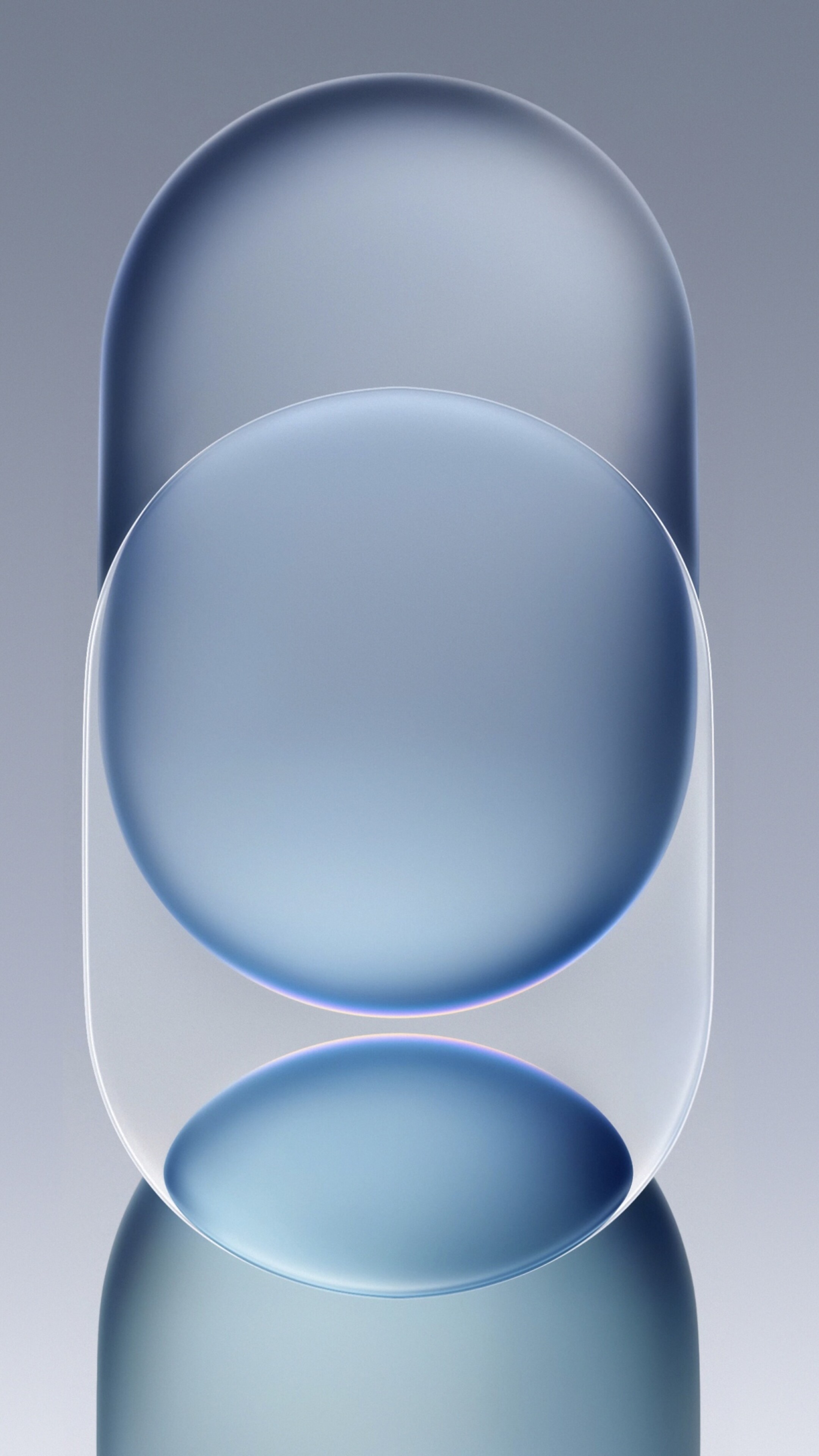Abstract geometric shapes with overlapping frosted glass textures and a soft gradient background.
