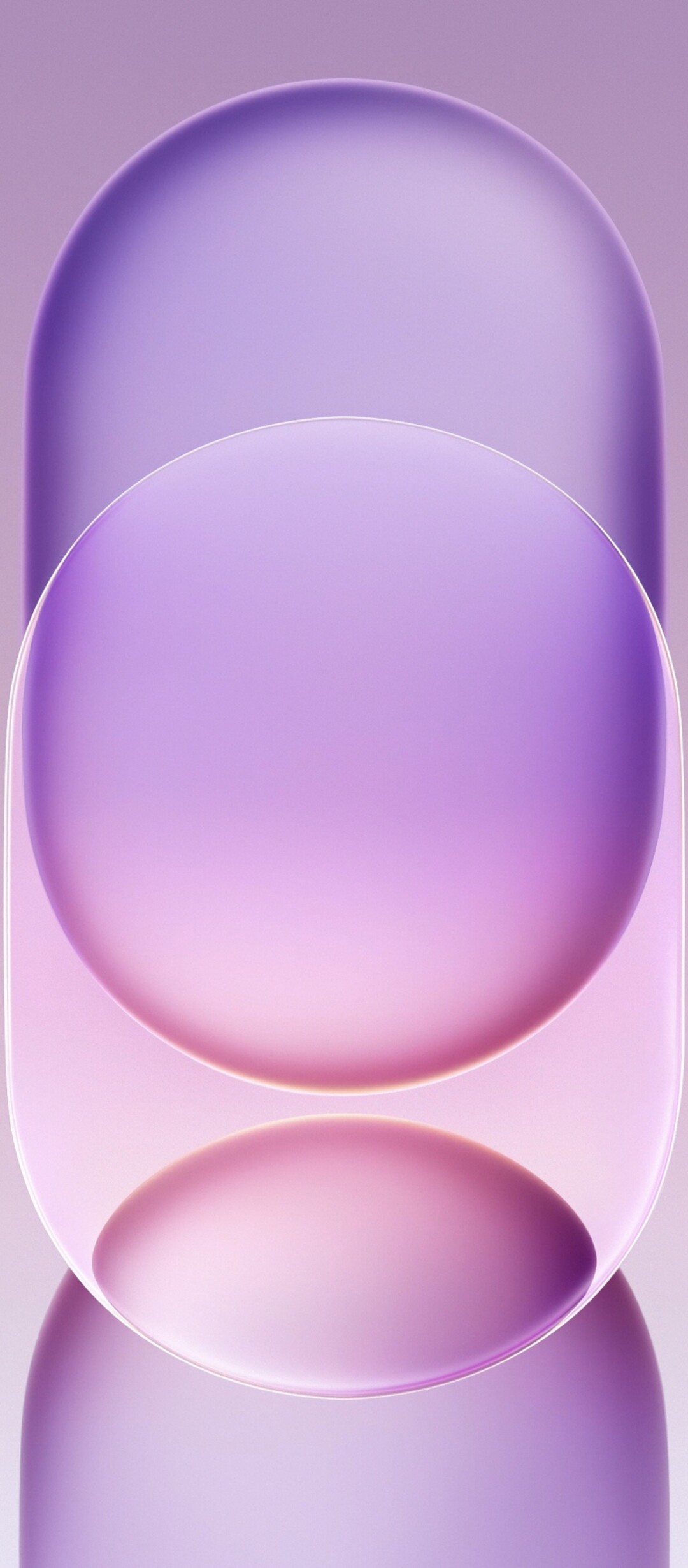 Abstract purple gradient background with translucent frosted glass overlays and glossy textures.