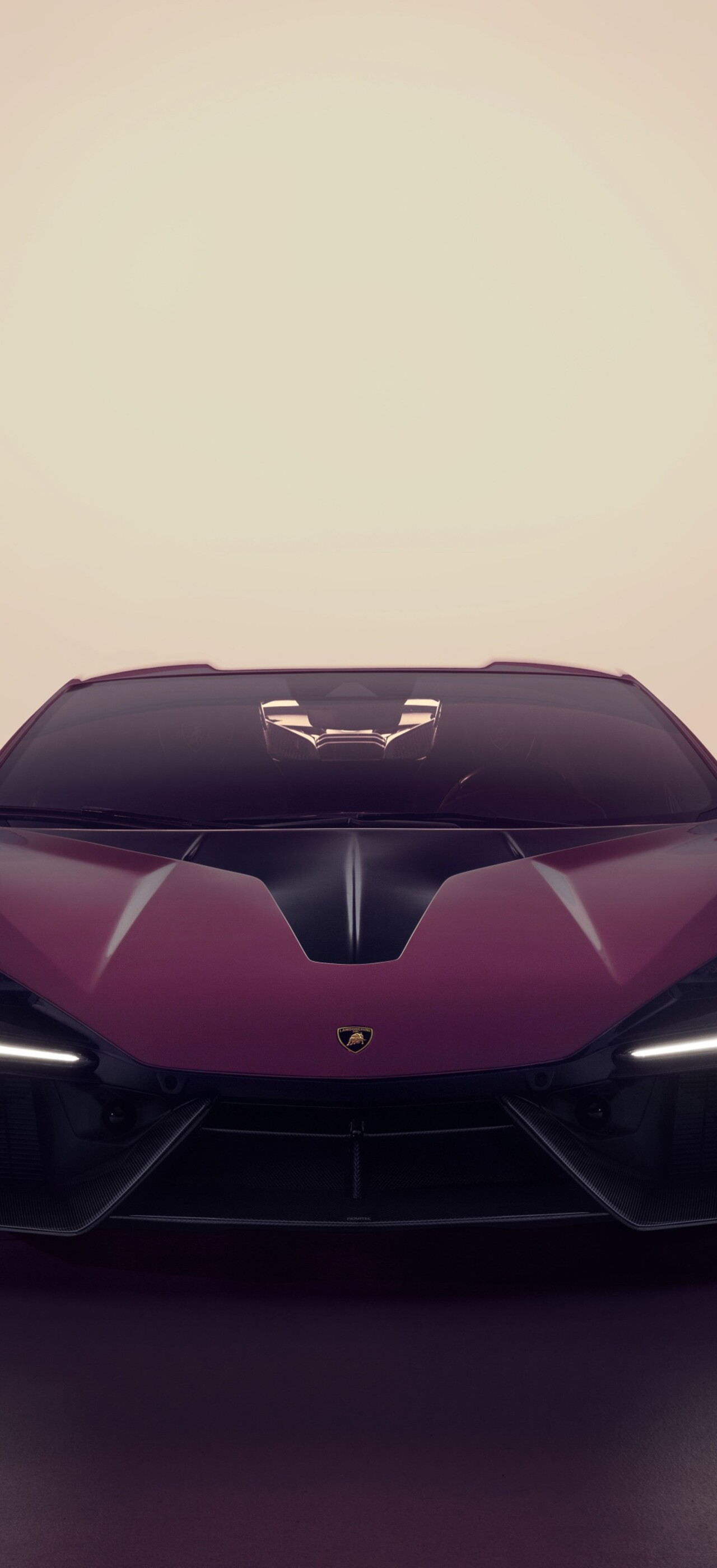 A sleek, metallic purple Lamborghini Revuelto hypercar with a futuristic design and violet aesthetic.