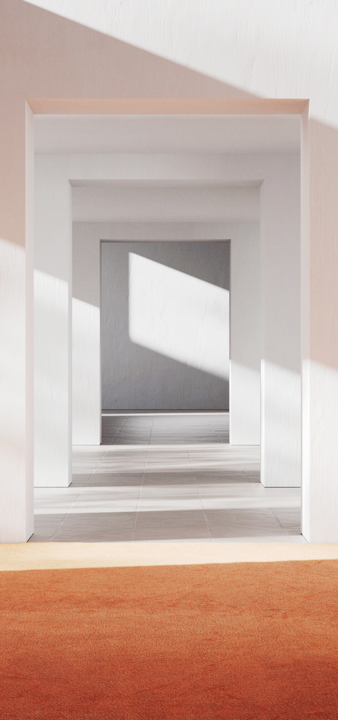 A bright and airy minimalist room with contemporary furniture and smooth, modern architectural details.