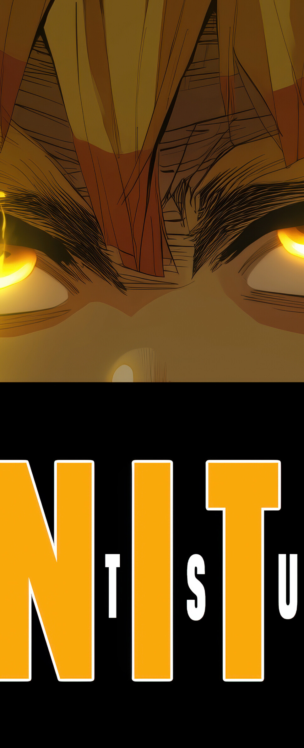 Detailed close-up of Zenitsu Agatsuma's golden eyes from Demon Slayer: Kimetsu no Yaiba