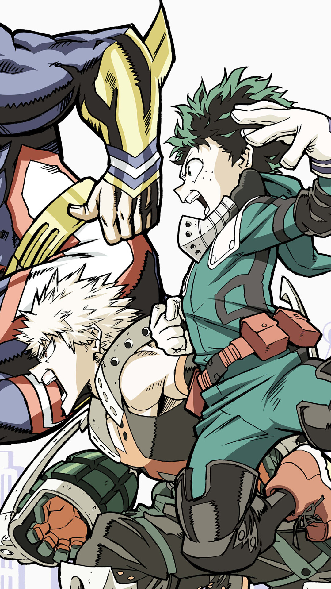 Izuku Midoriya and Katsuki Bakugo from My Hero Academia in a dynamic pose.