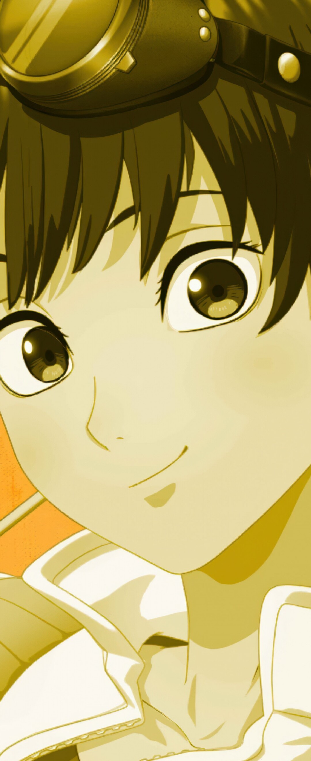 A high-resolution 5K anime girl character from the Trigun Stargaze series set against a striking yellow background.