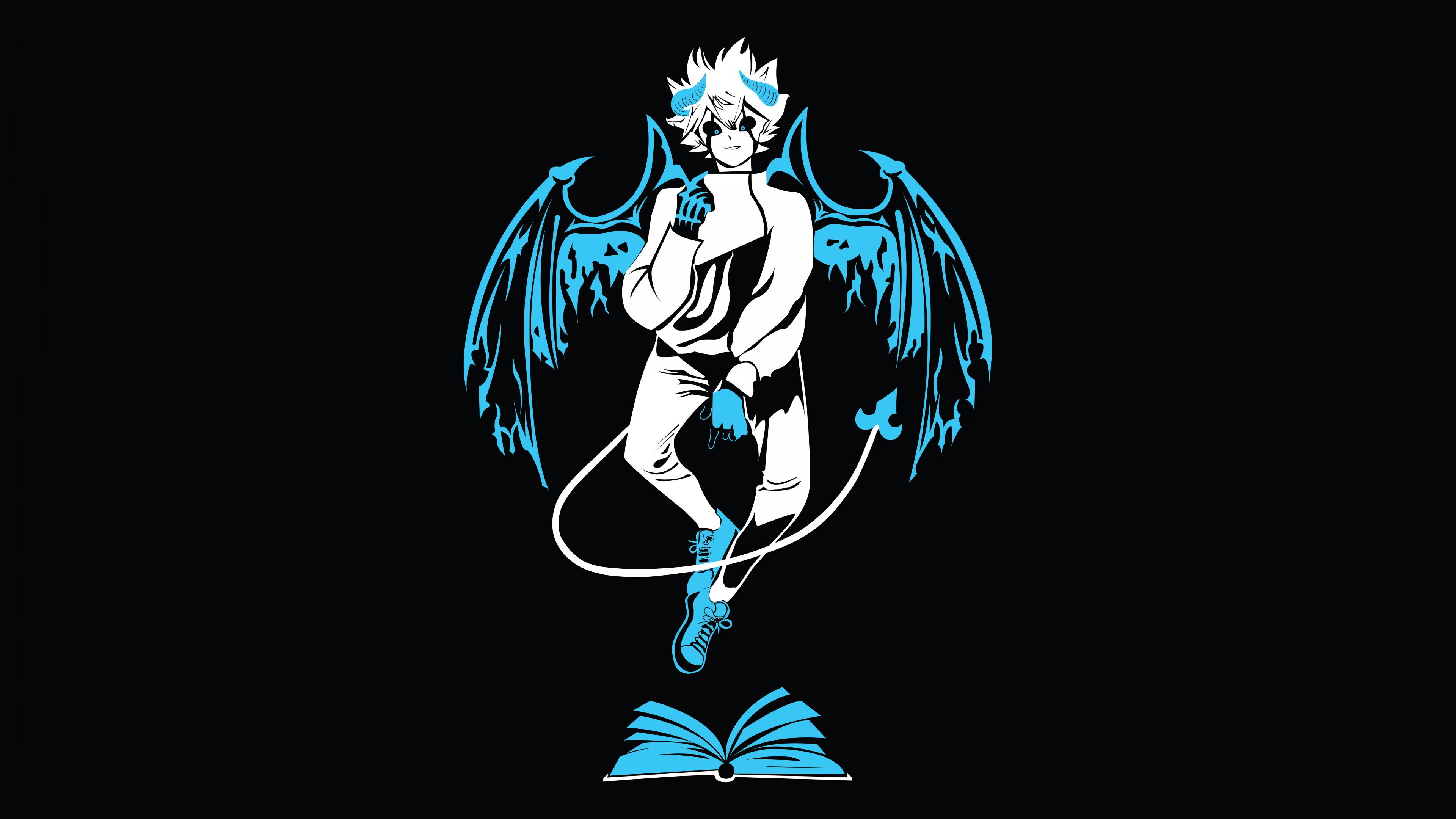 High-resolution illustration of the character Liebe from Black Clover against a deep black background.