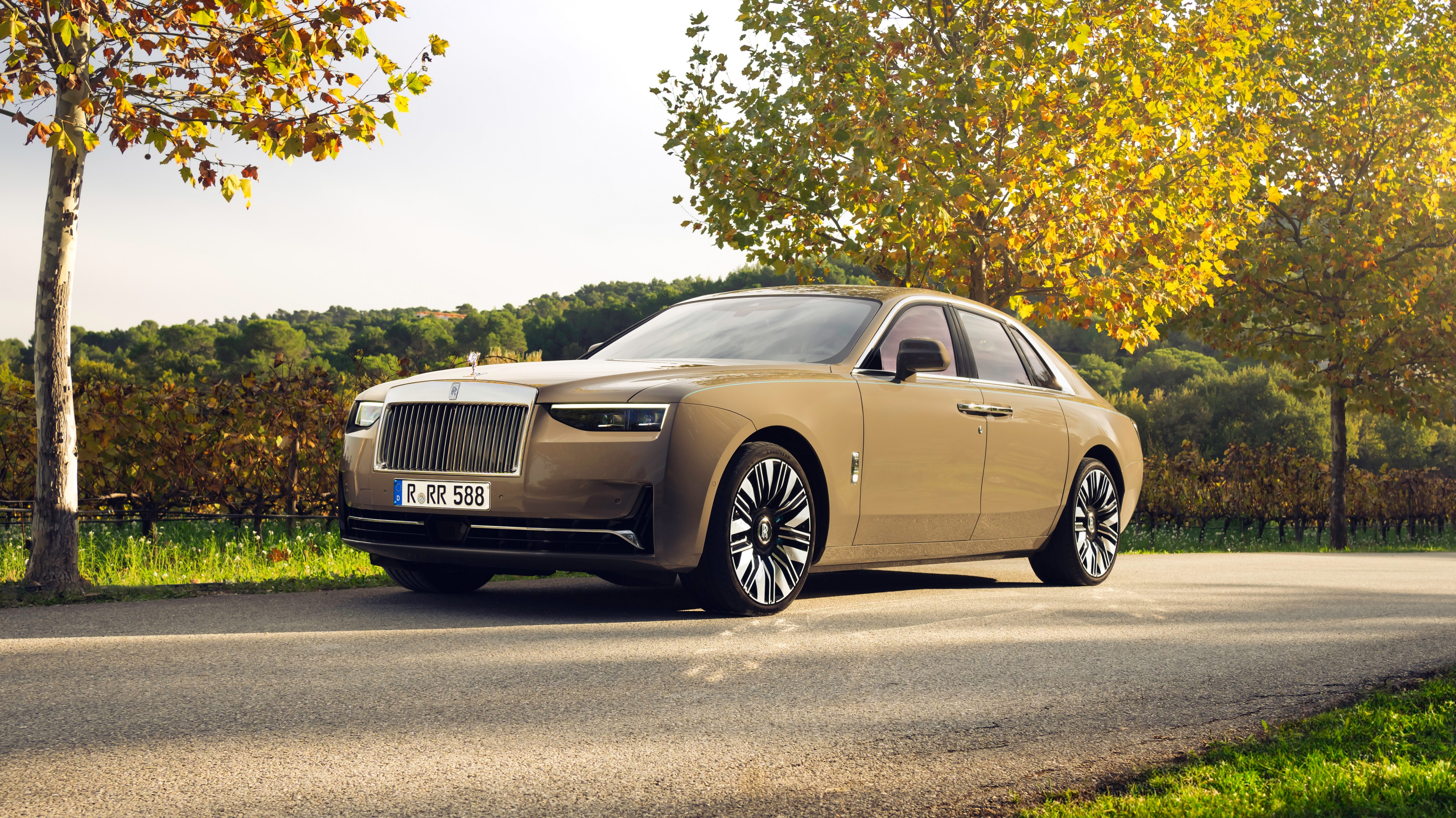 A sleek and polished 2025 Rolls-Royce Ghost luxury sedan shown in high resolution.
