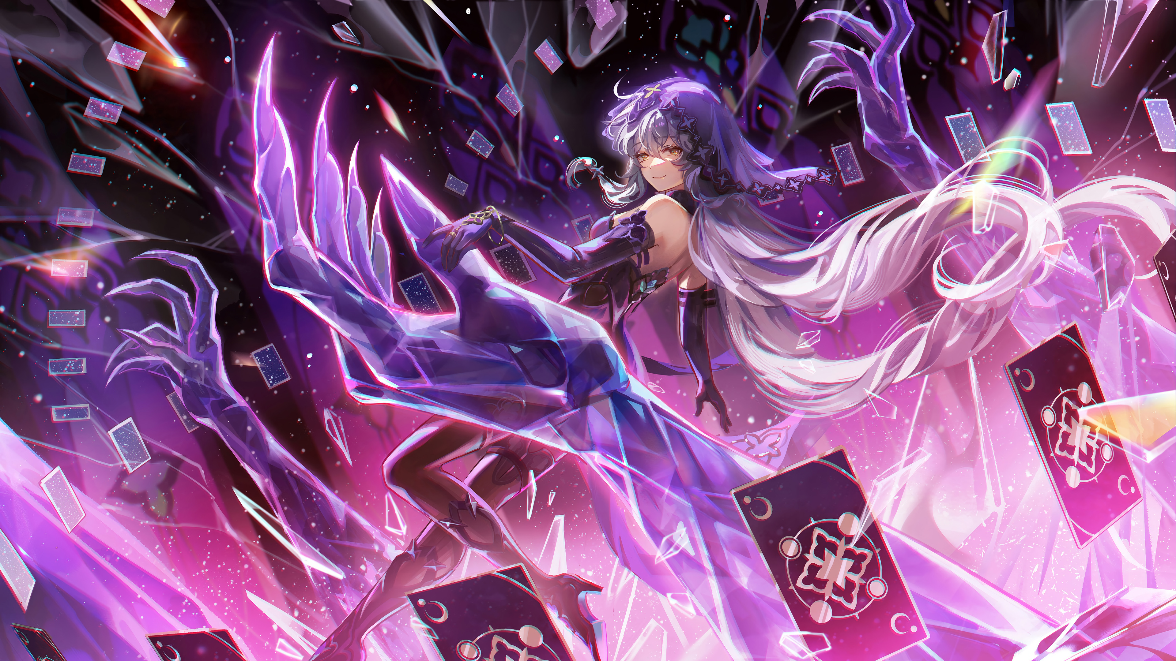 An anime-style depiction of Black Swan from the game Honkai: Star Rail.