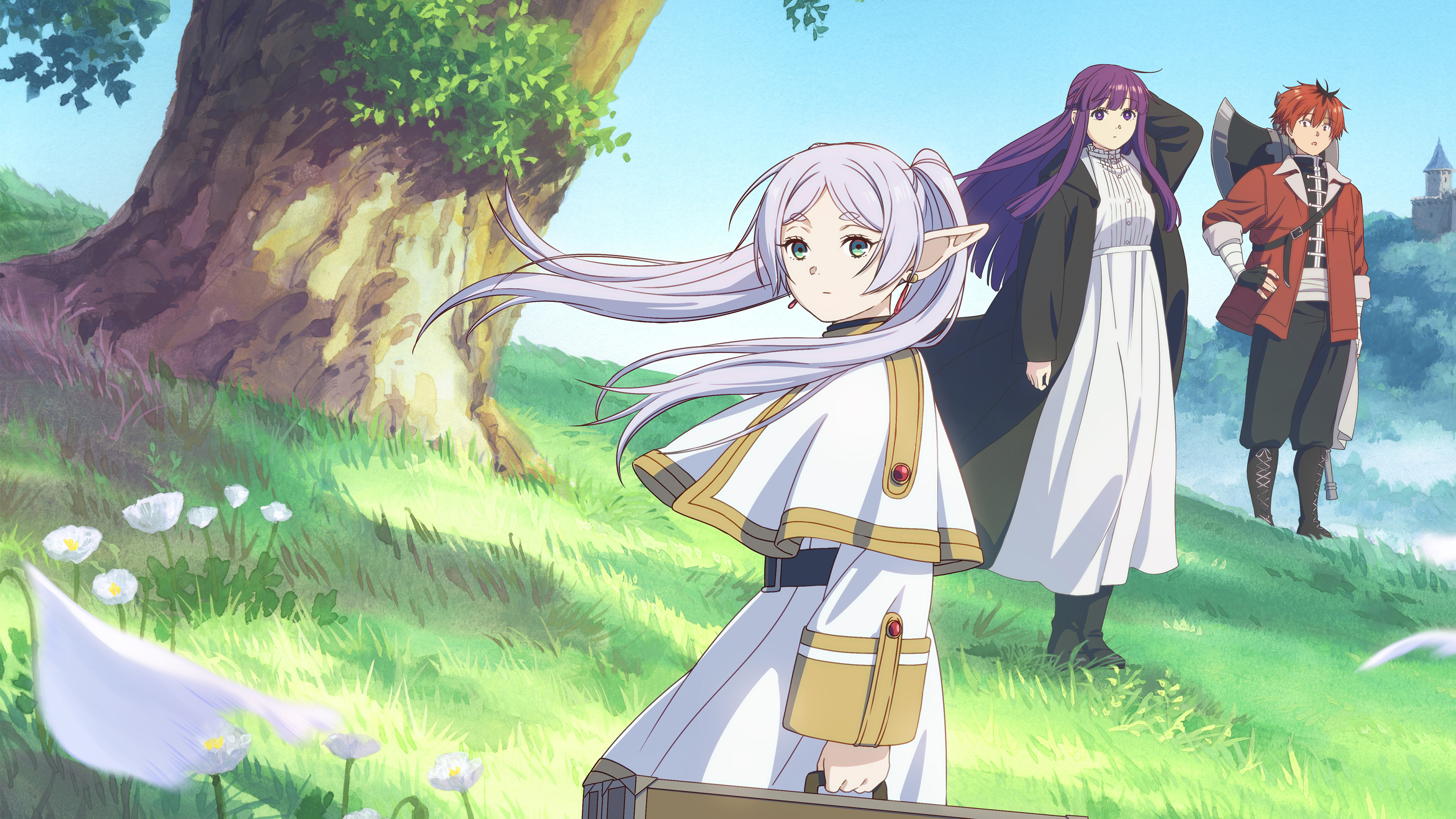 Character art of Fern and Stark from the anime Frieren: Beyond Journey's End
