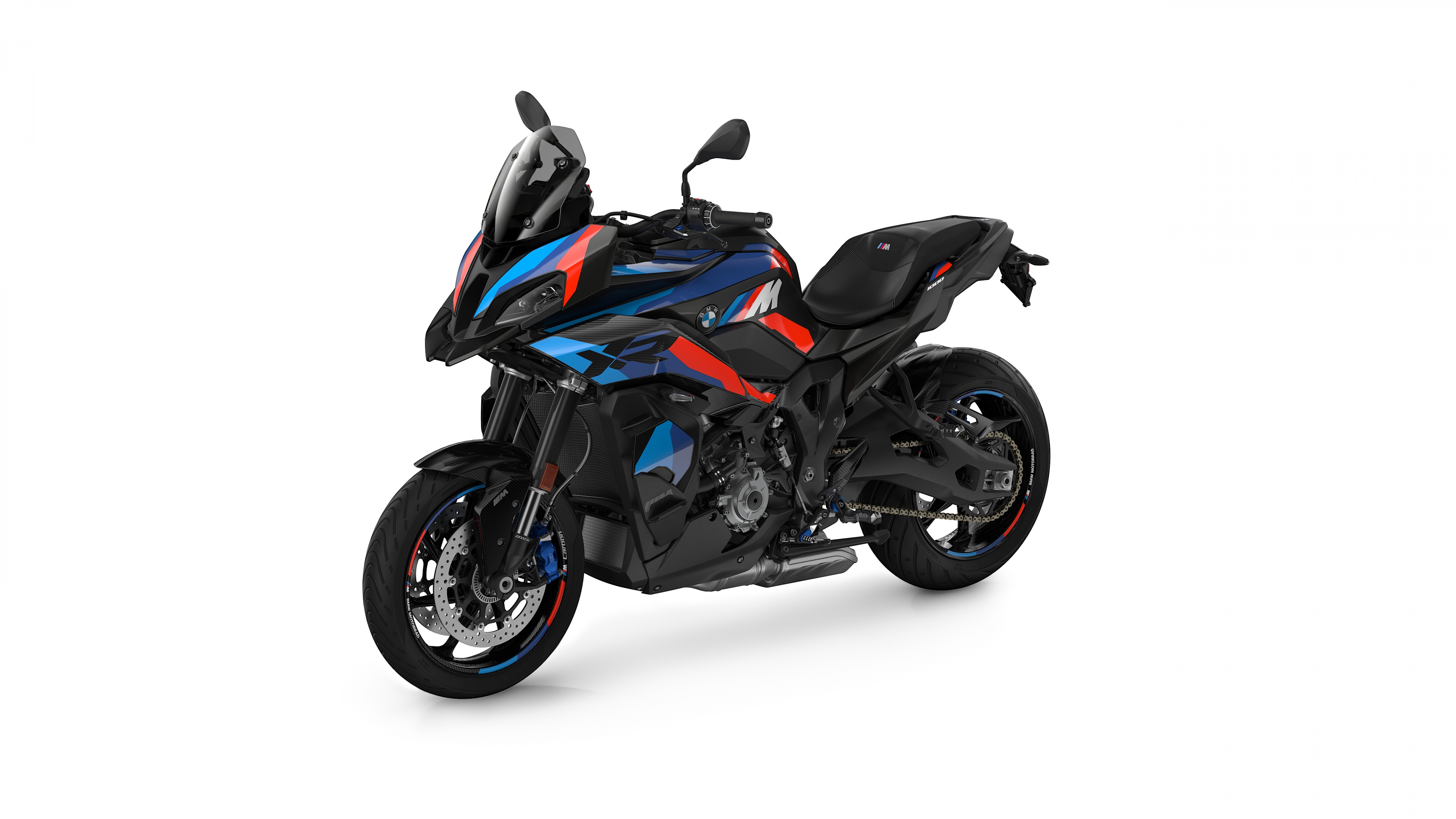 2024 BMW M 1000 XR motorcycle with M Package design on a white background