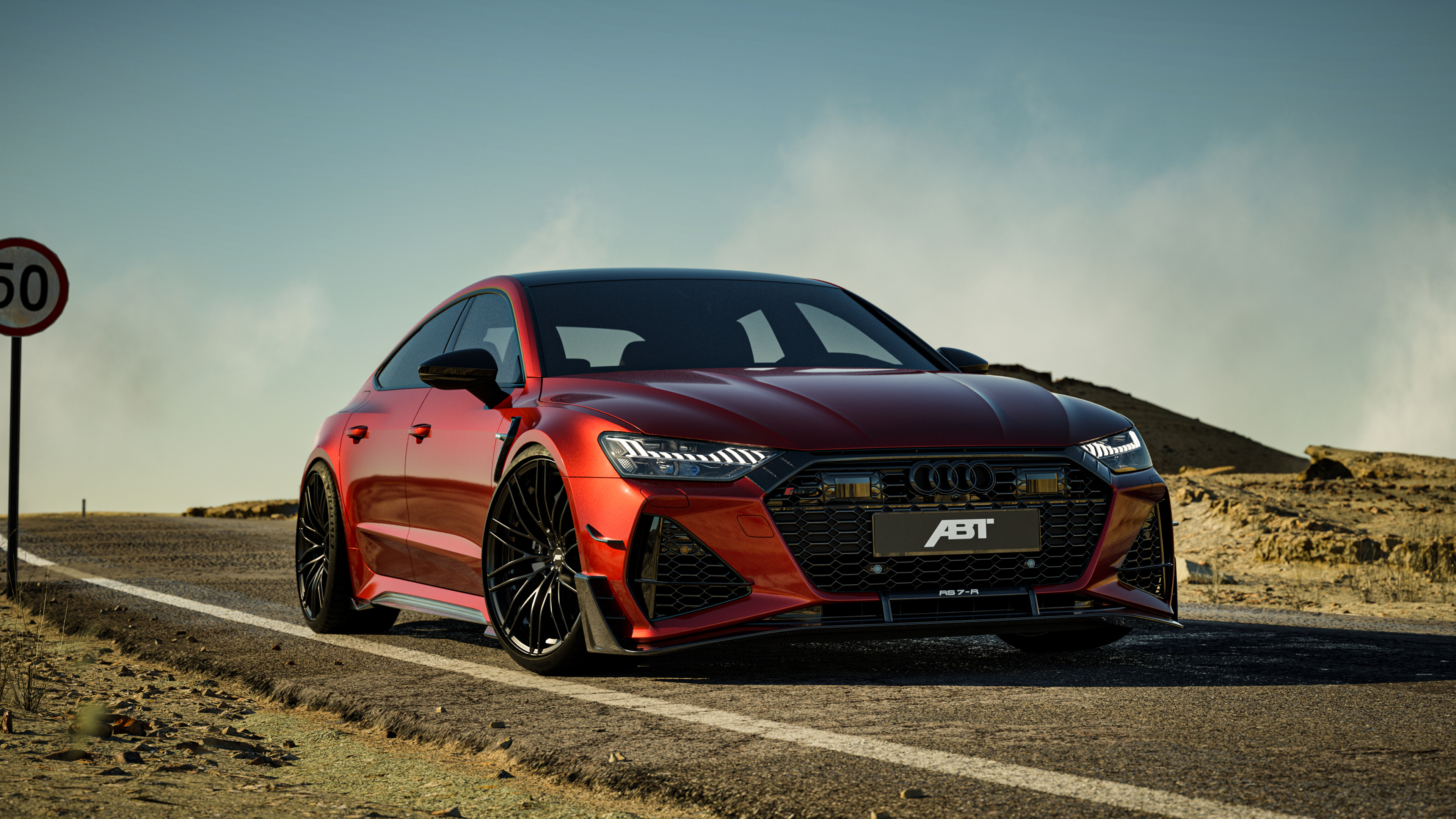 ABT RS7-R Audi RS7 luxury performance car parked on an outdoor asphalt road.