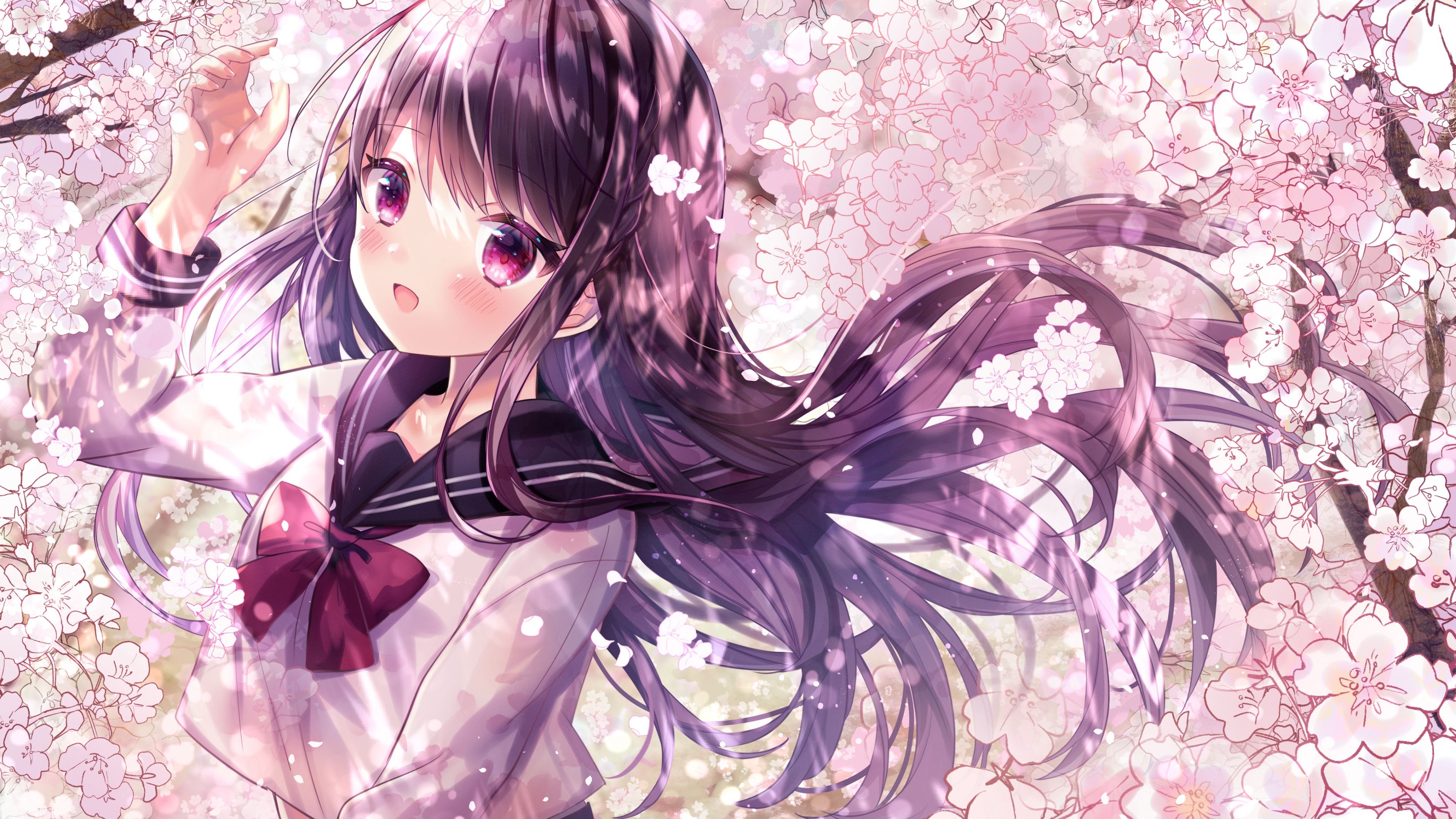 A lovely anime girl with a soft pink aesthetic and delicate features.