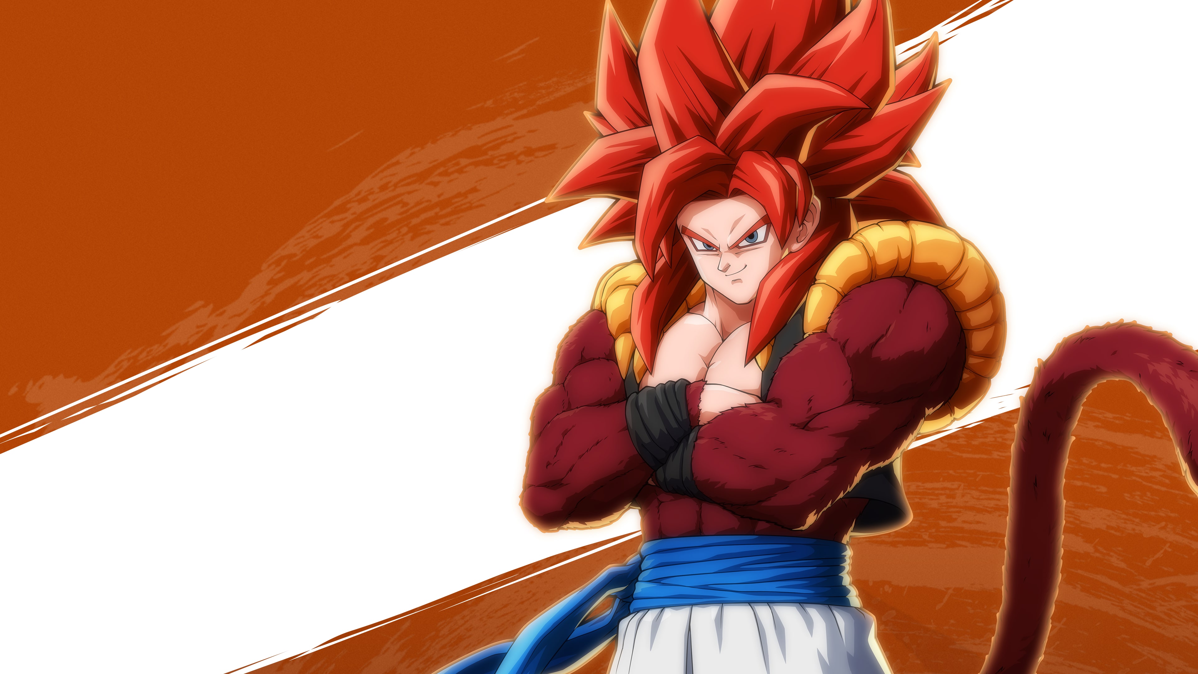 Dynamic action pose of Gogeta from Dragon Ball FighterZ