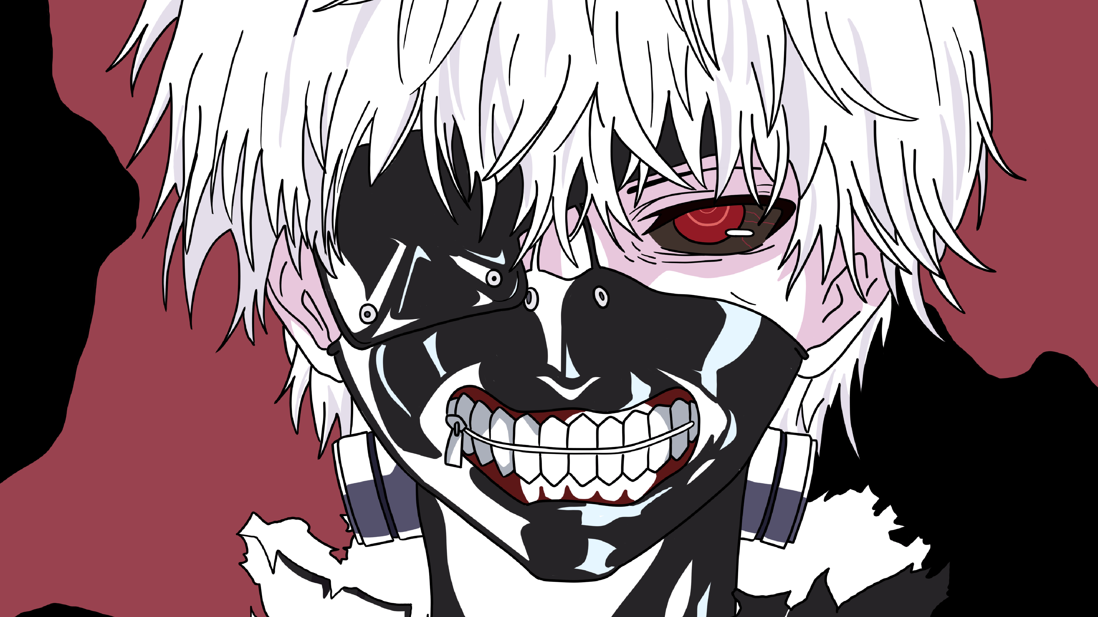 A detailed portrait of Ken Kaneki, the main character from the anime Tokyo Ghoul.