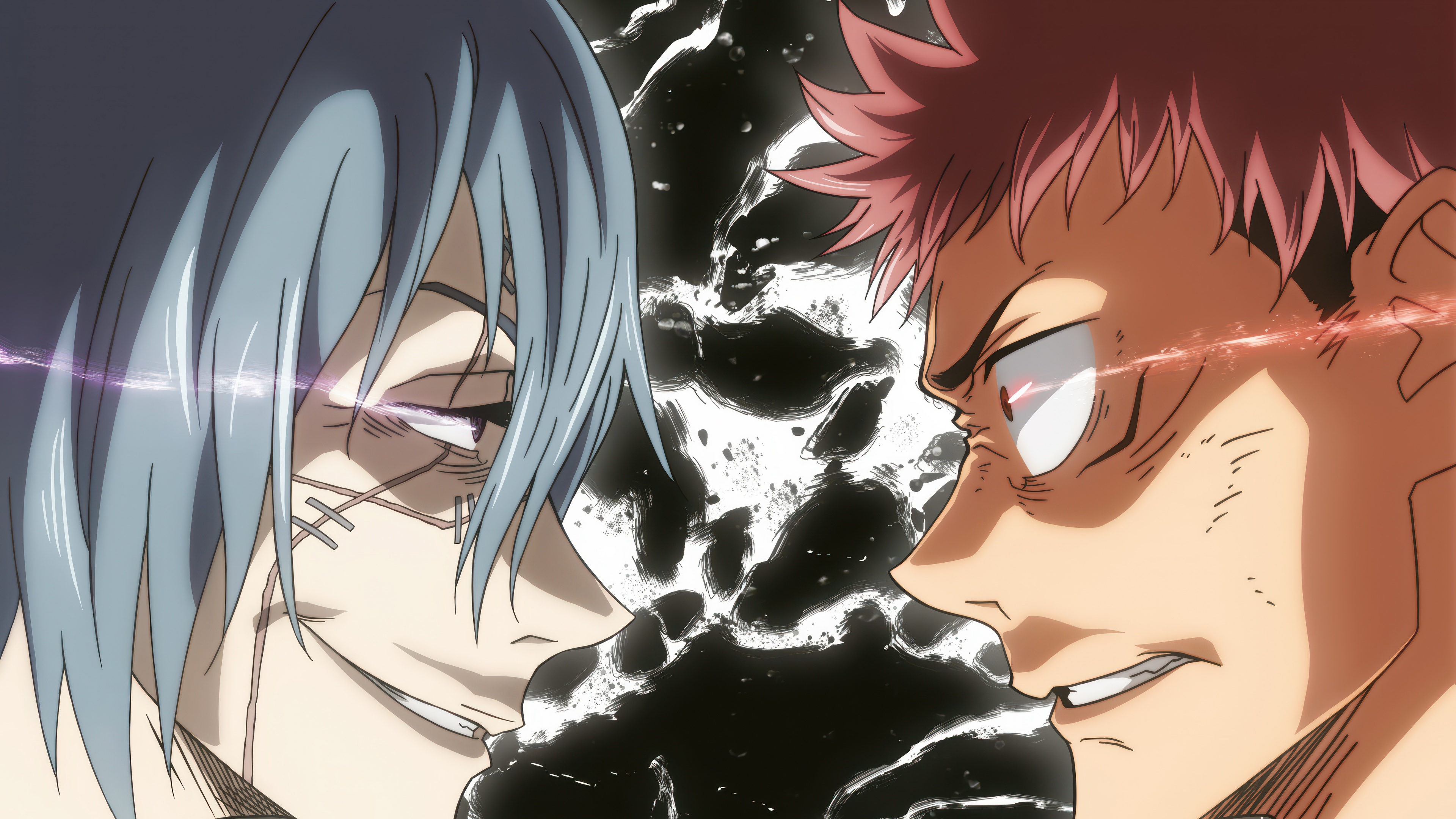 A dramatic scene featuring the characters Mahito and Yuji Itadori from the anime Jujutsu Kaisen.