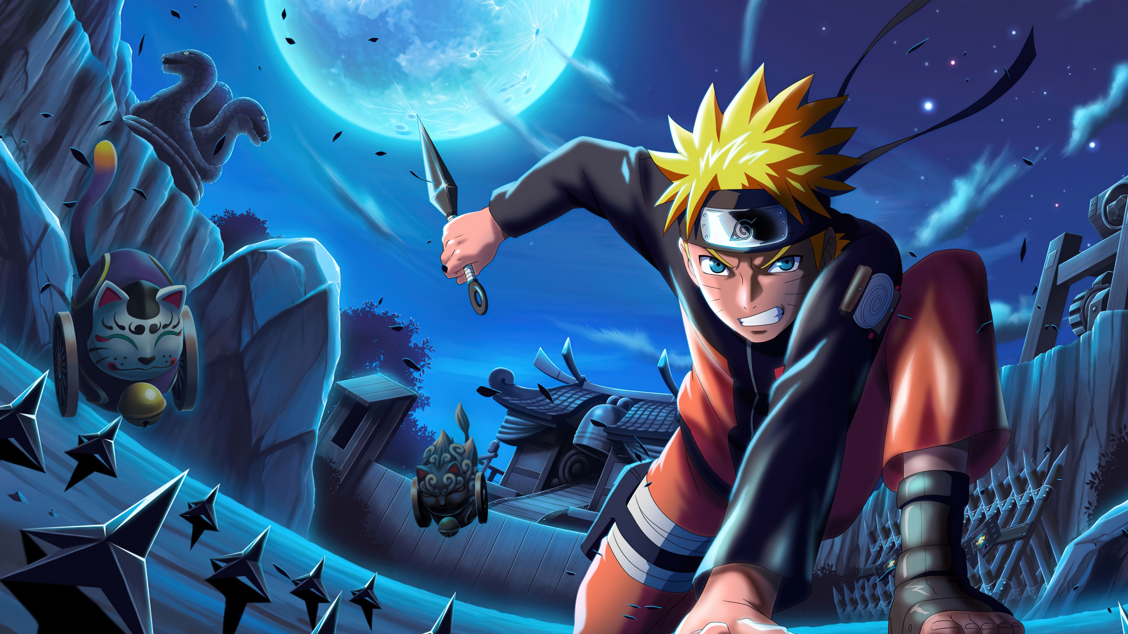 Naruto Uzumaki from the Naruto anime performing an action-packed move with intense energy.