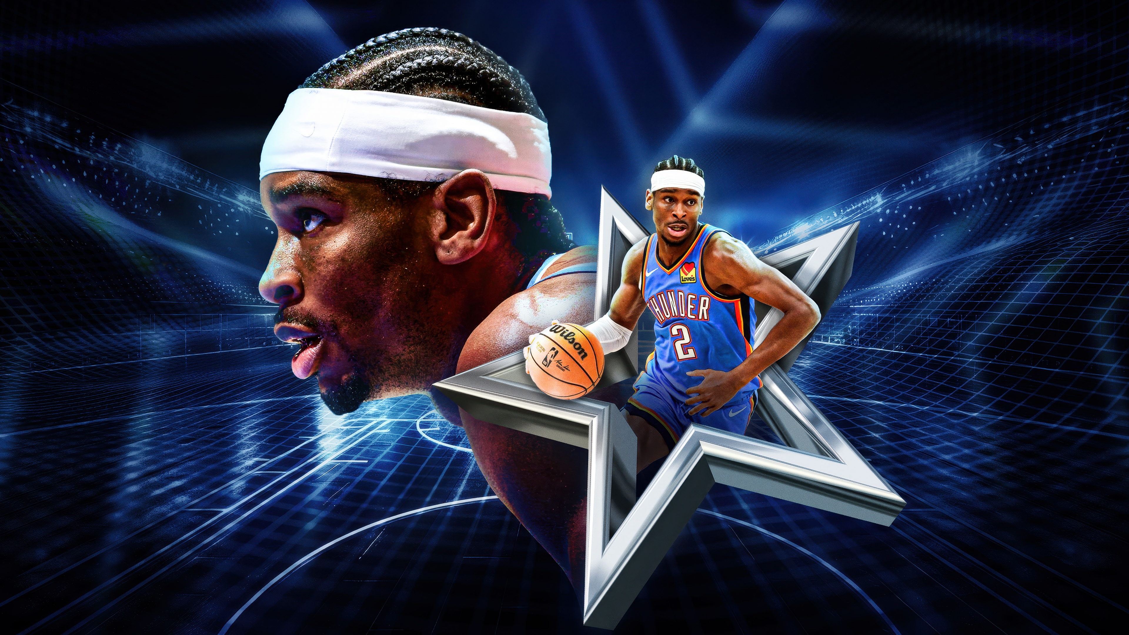 Shai Gilgameous-Alexander of the Oklahoma City Thunder in NBA 2K25 video game graphics