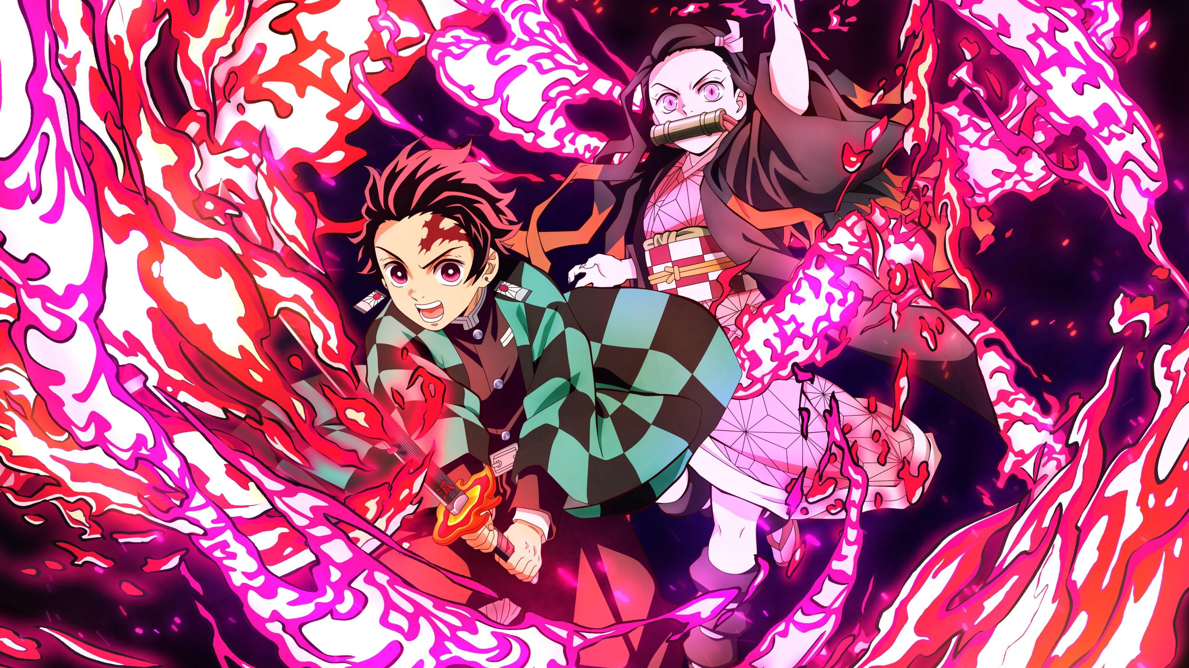 Tanjiro Kamado and Nezuko Kamado from the anime Demon Slayer: Kimetsu no Yaiba