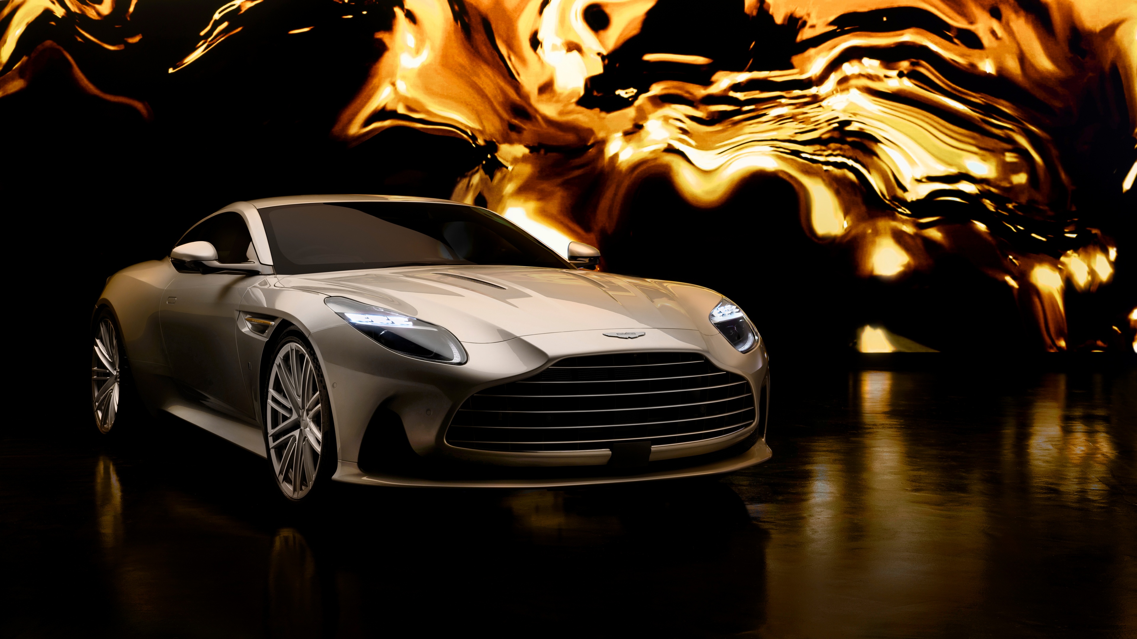 A detailed, high-resolution close-up of the 2024 Aston Martin DB12 luxury sports car.