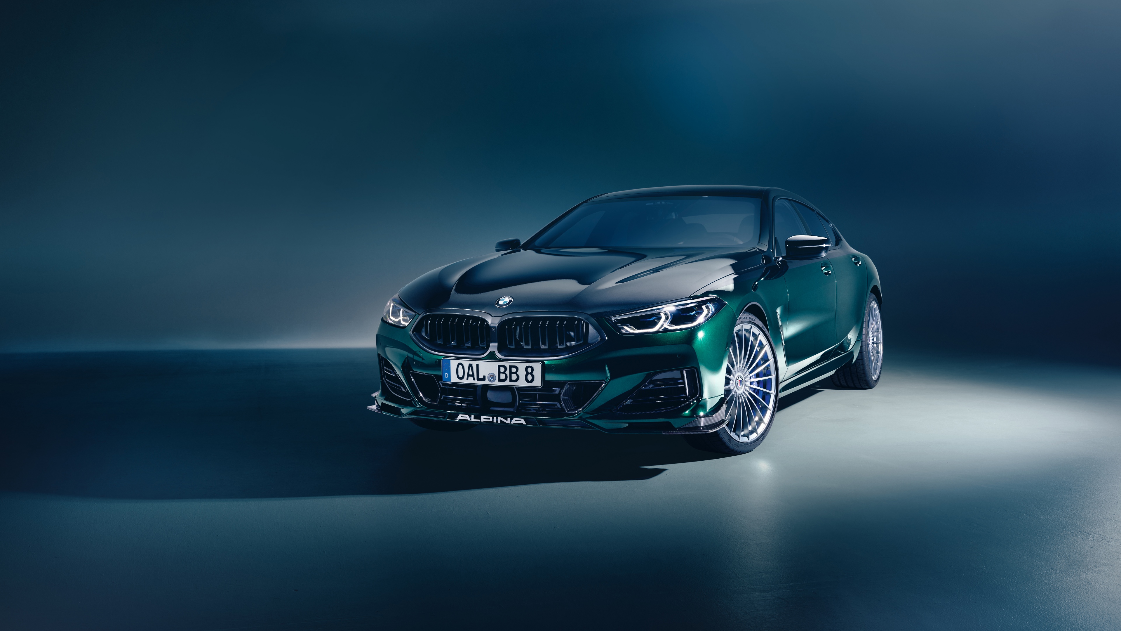 A sleek and futuristic 2025 BMW 8 Series luxury coupe with polished metallic surfaces and advanced lighting.