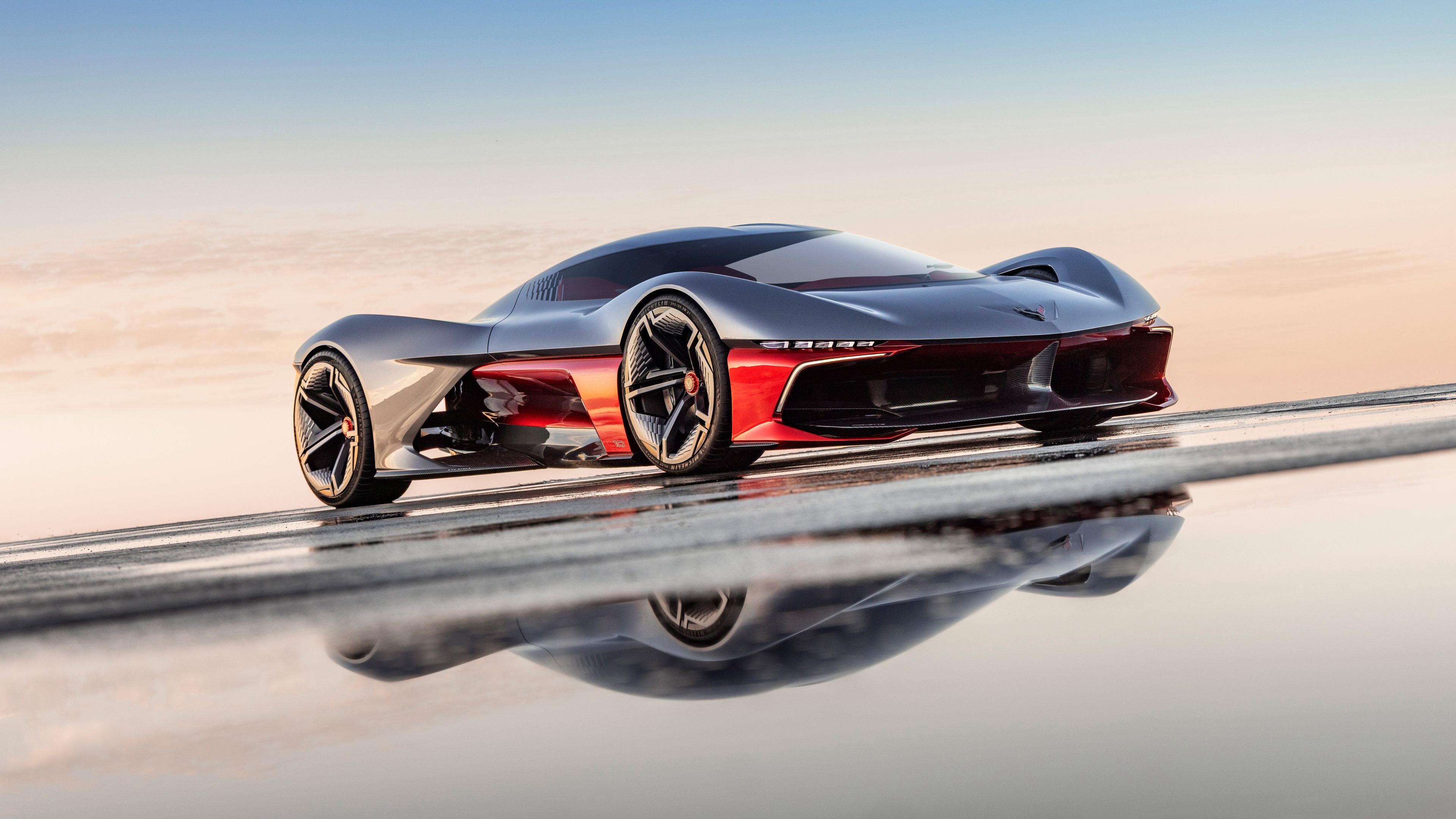 A futuristic Chevrolet California Corvette Concept hypercar featuring sleek, aerodynamic lines and high-performance design elements.