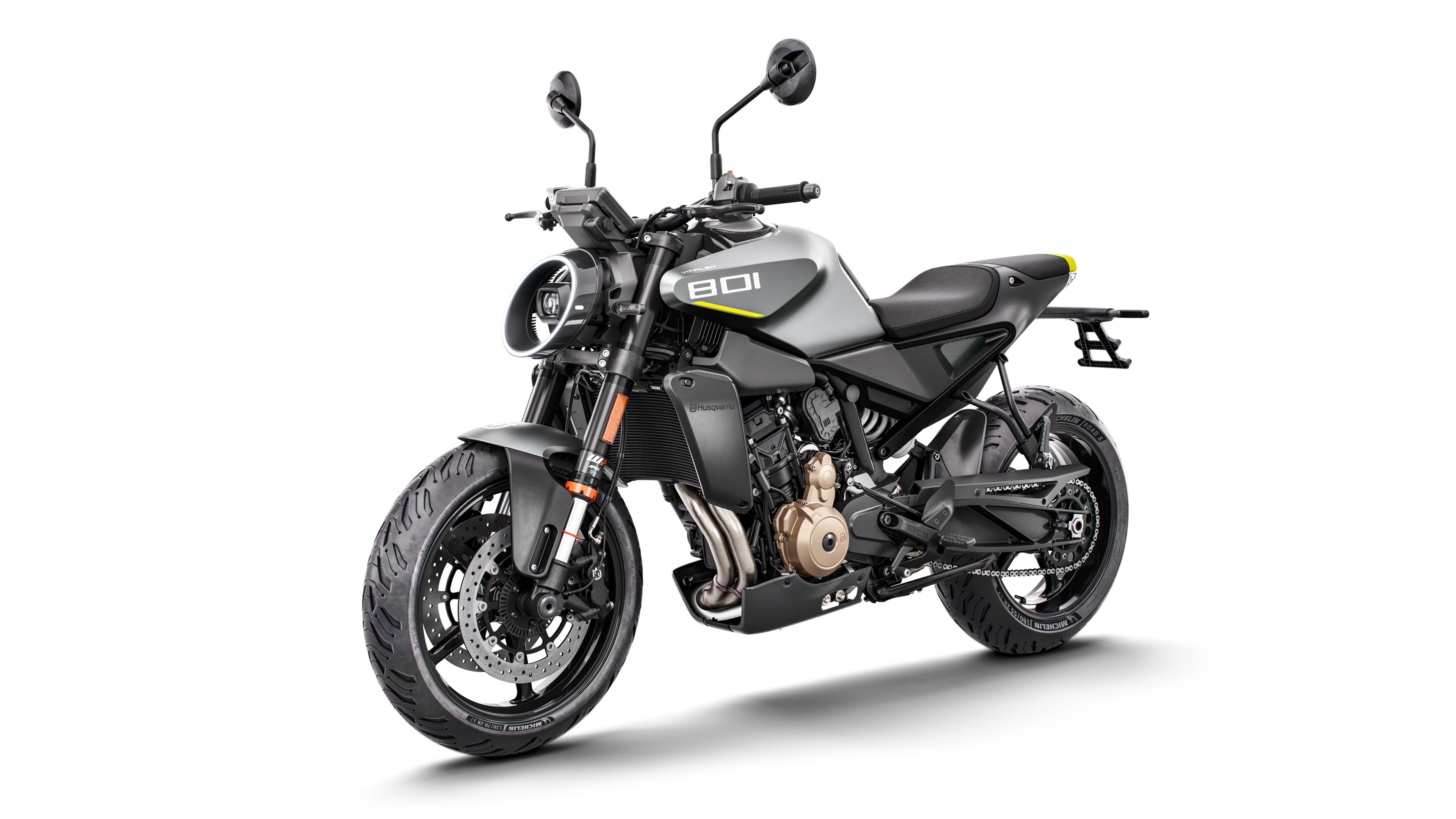 2025 Husqvarna Vitpilen 801 motorcycle in a studio setting with a white background