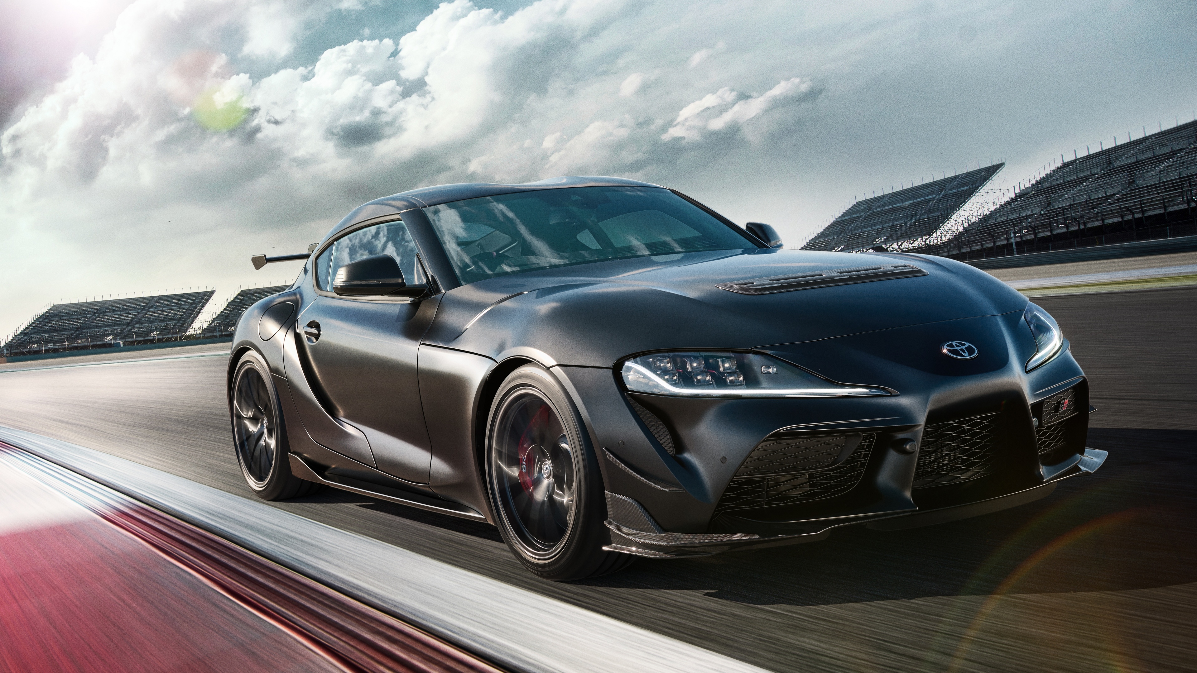 2025 Toyota GR Supra A90 Final Edition driving on a professional racing circuit