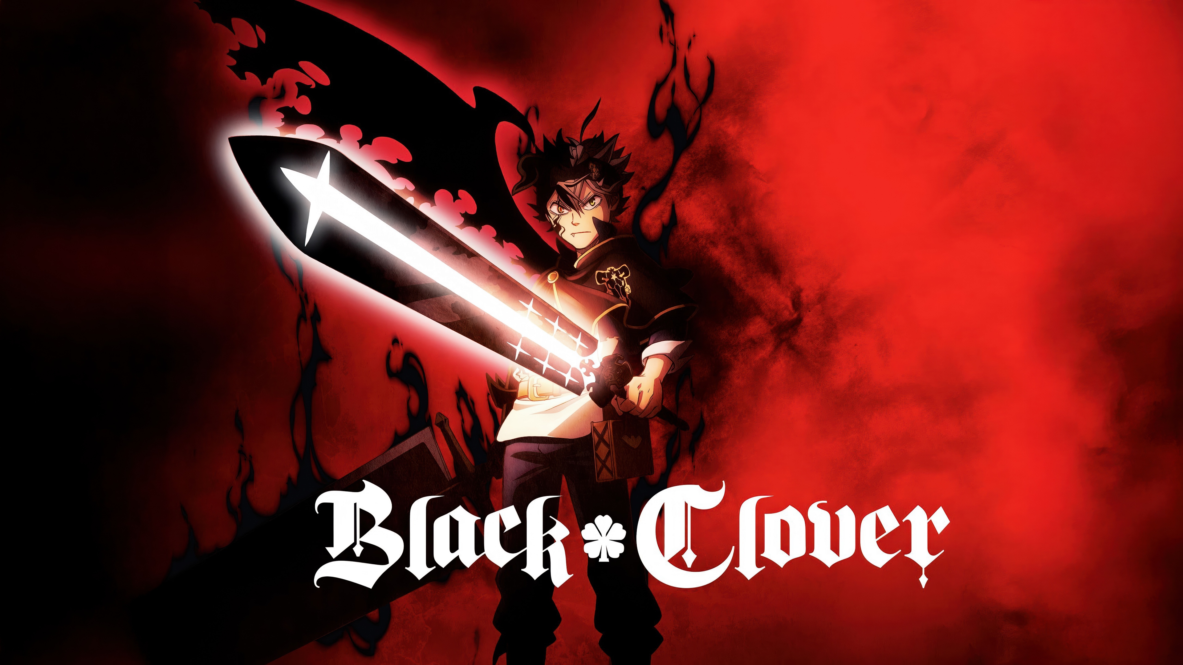 Asta from Black Clover wielding a large sword with a dramatic red demonic background