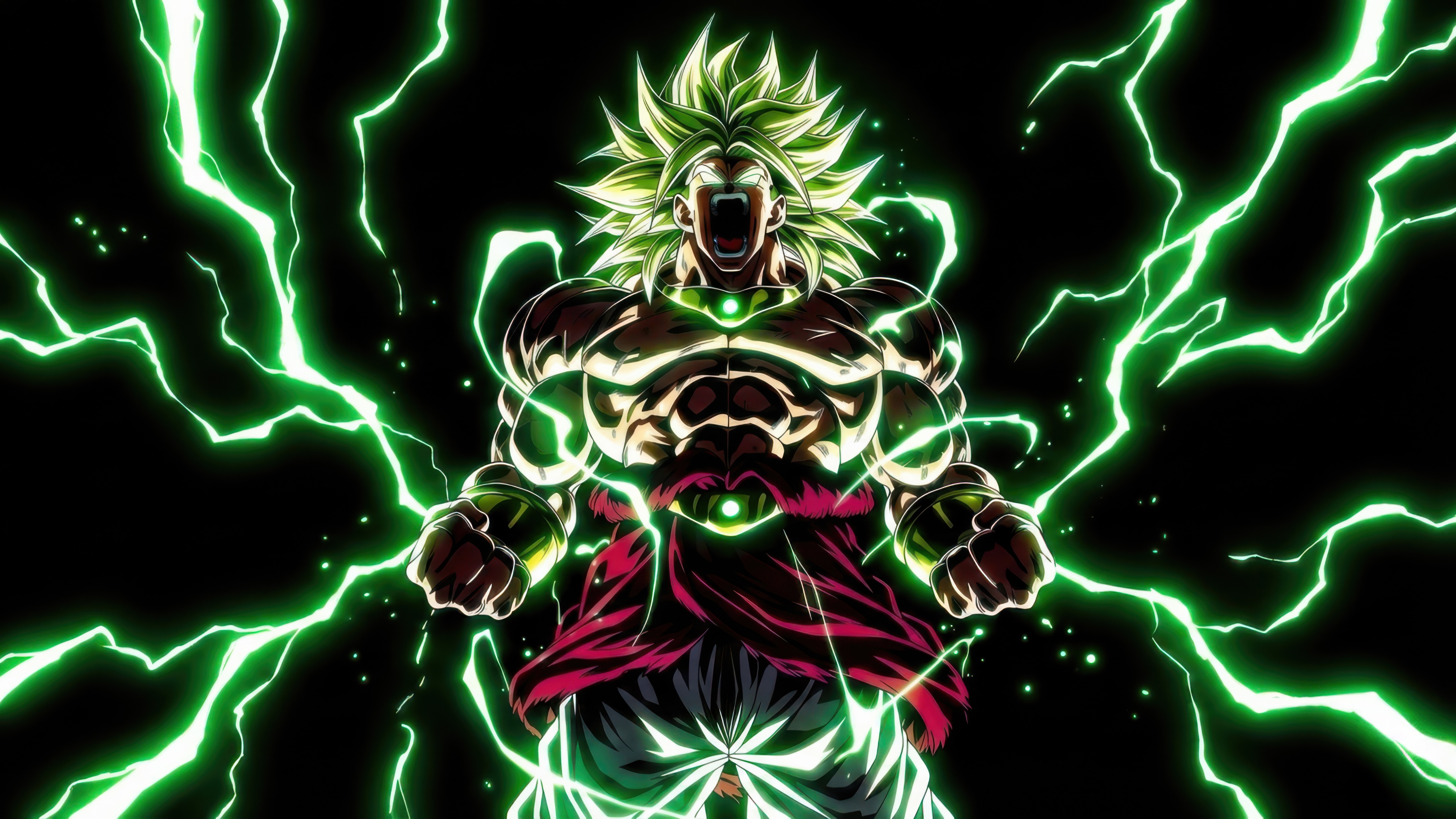 A high-detail portrait of Broly from Dragon Ball Super against a dark, dramatic background.