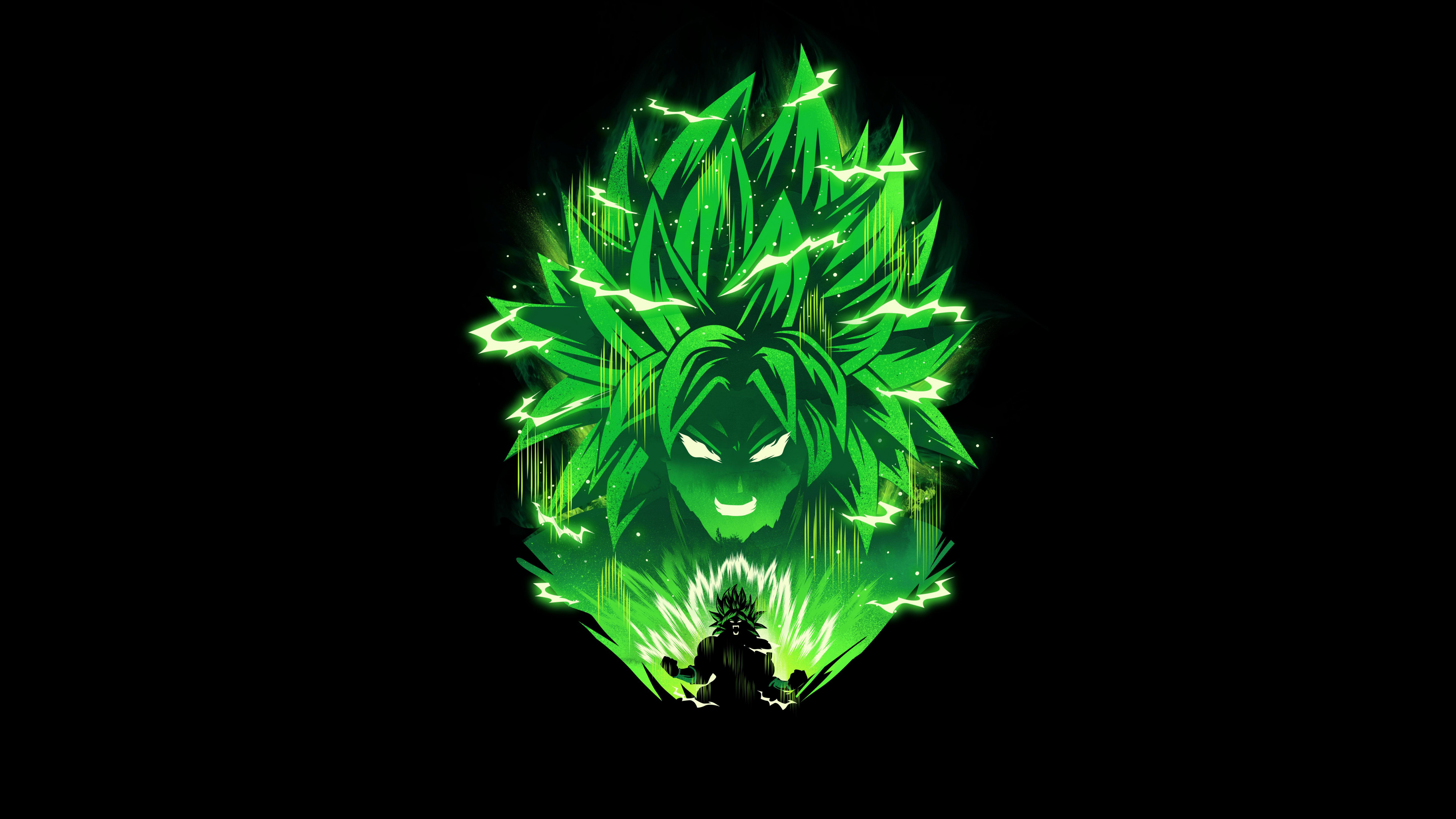 Broly from Dragon Ball Z against a black background