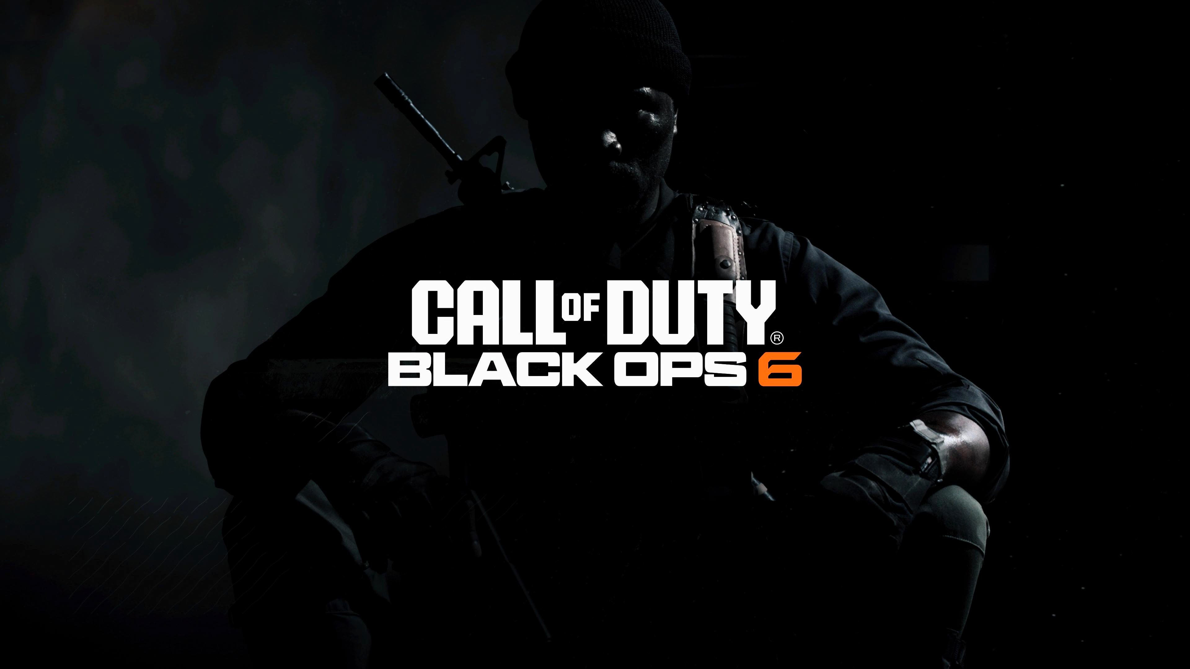 A cinematic shot of a soldier in tactical gear from Call of Duty: Black Ops 6 against a dark background.