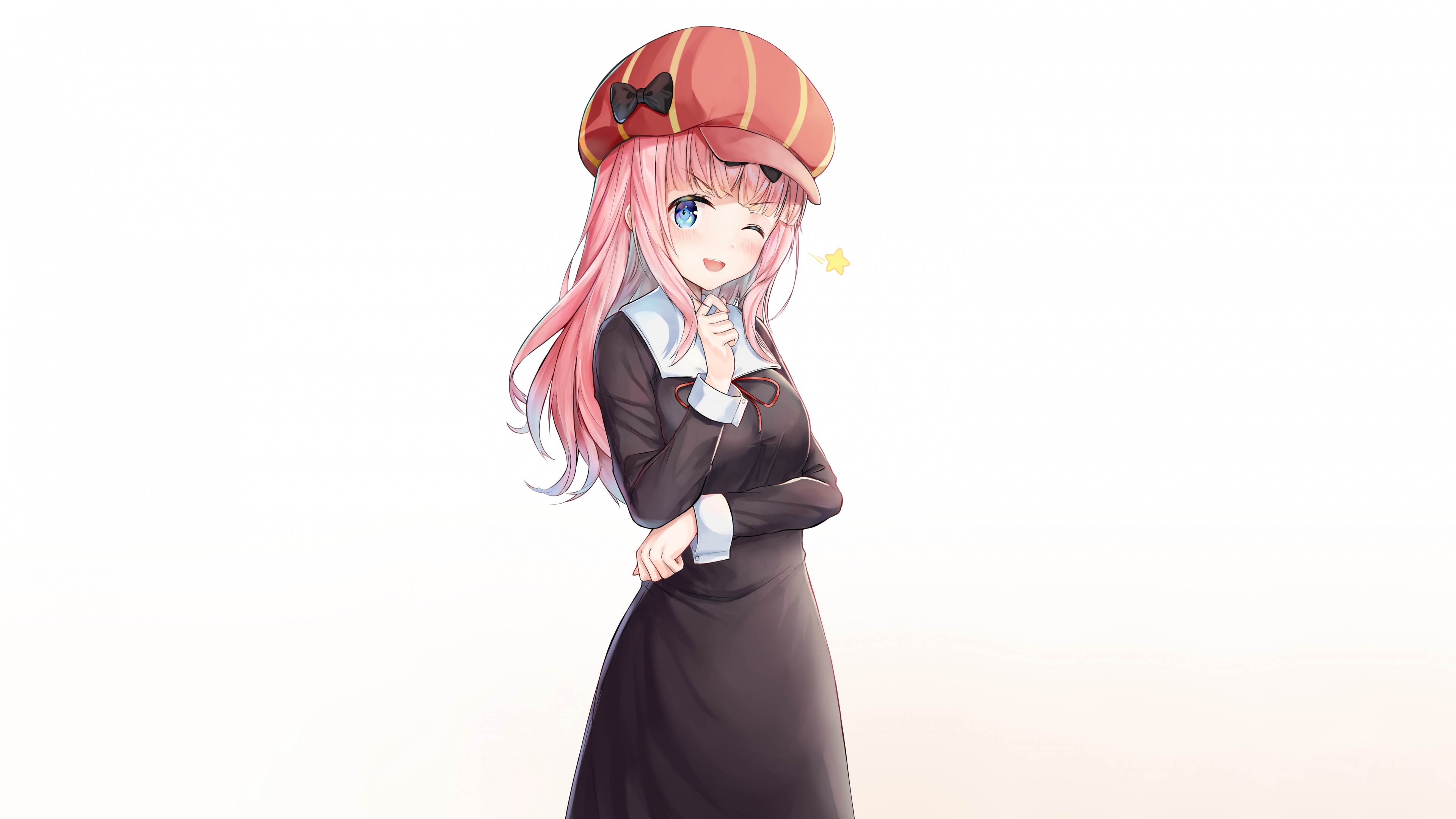 A cute anime illustration of Chika Fujiwara from Kaguya-sama: Love is War on a white background