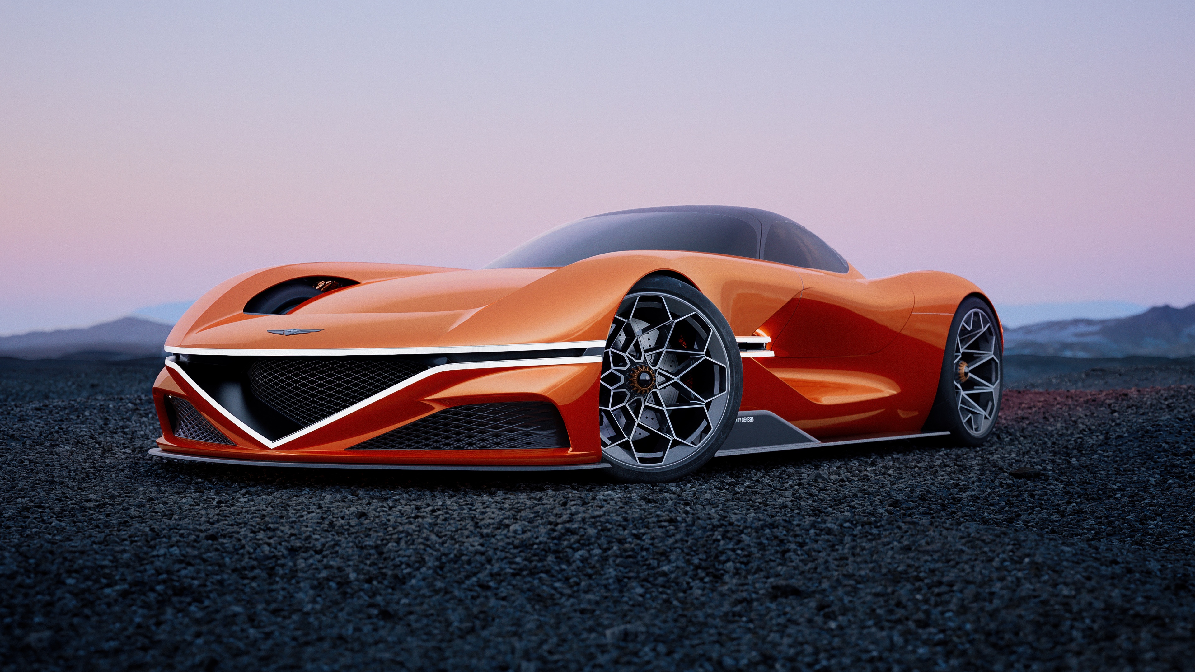 An ultra-wide 5K cinematic shot of a high-performance racing car on a professional track, inspired by Gran Turismo 7.