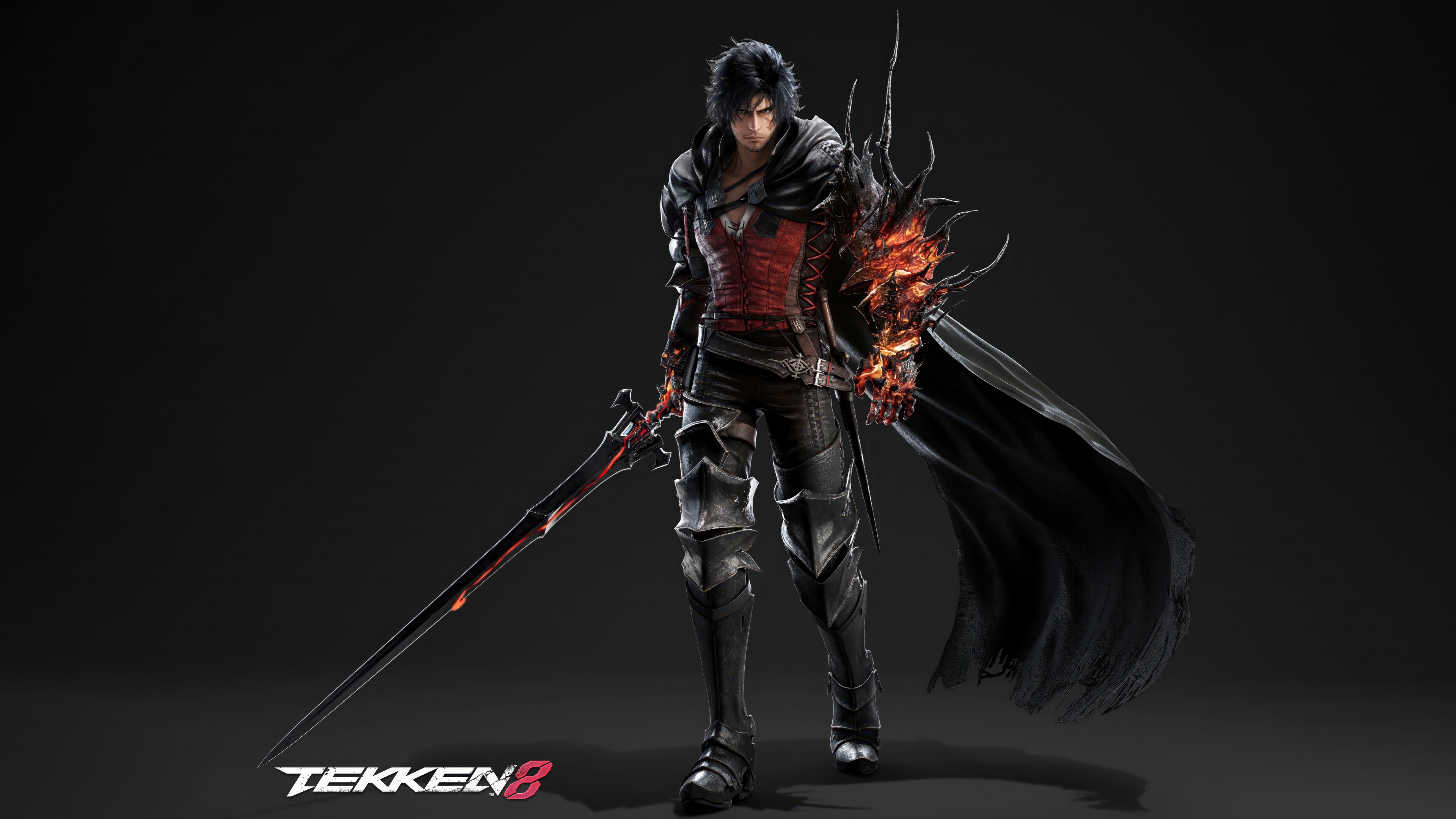 A detailed, cinematic portrait of Clive Rosfield from Final Fantasy XVI rendered in the gritty fighting game style of Tekken 8.
