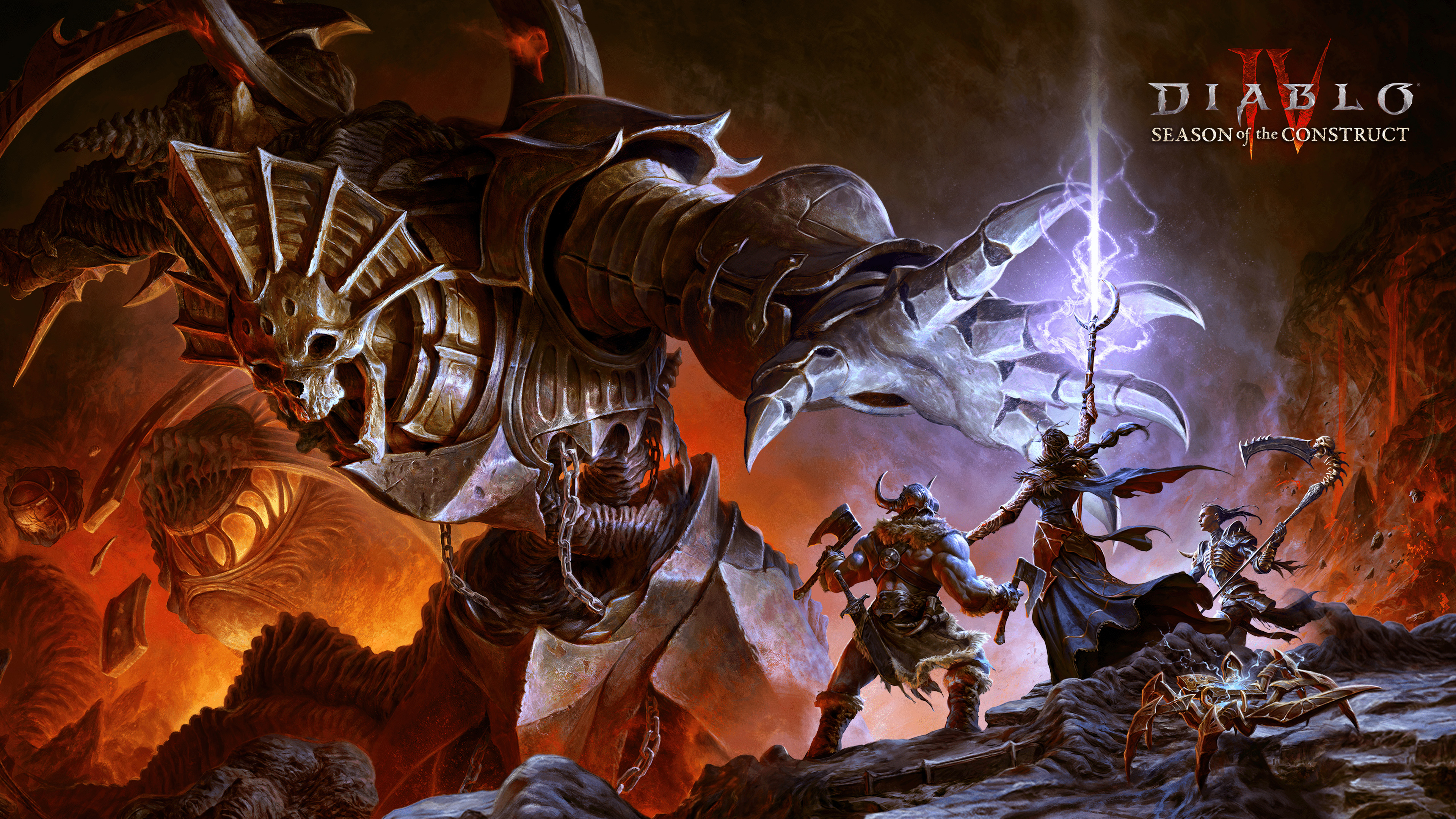 A detailed dark fantasy character from Diablo IV featuring gothic armor and a grim, atmospheric setting.