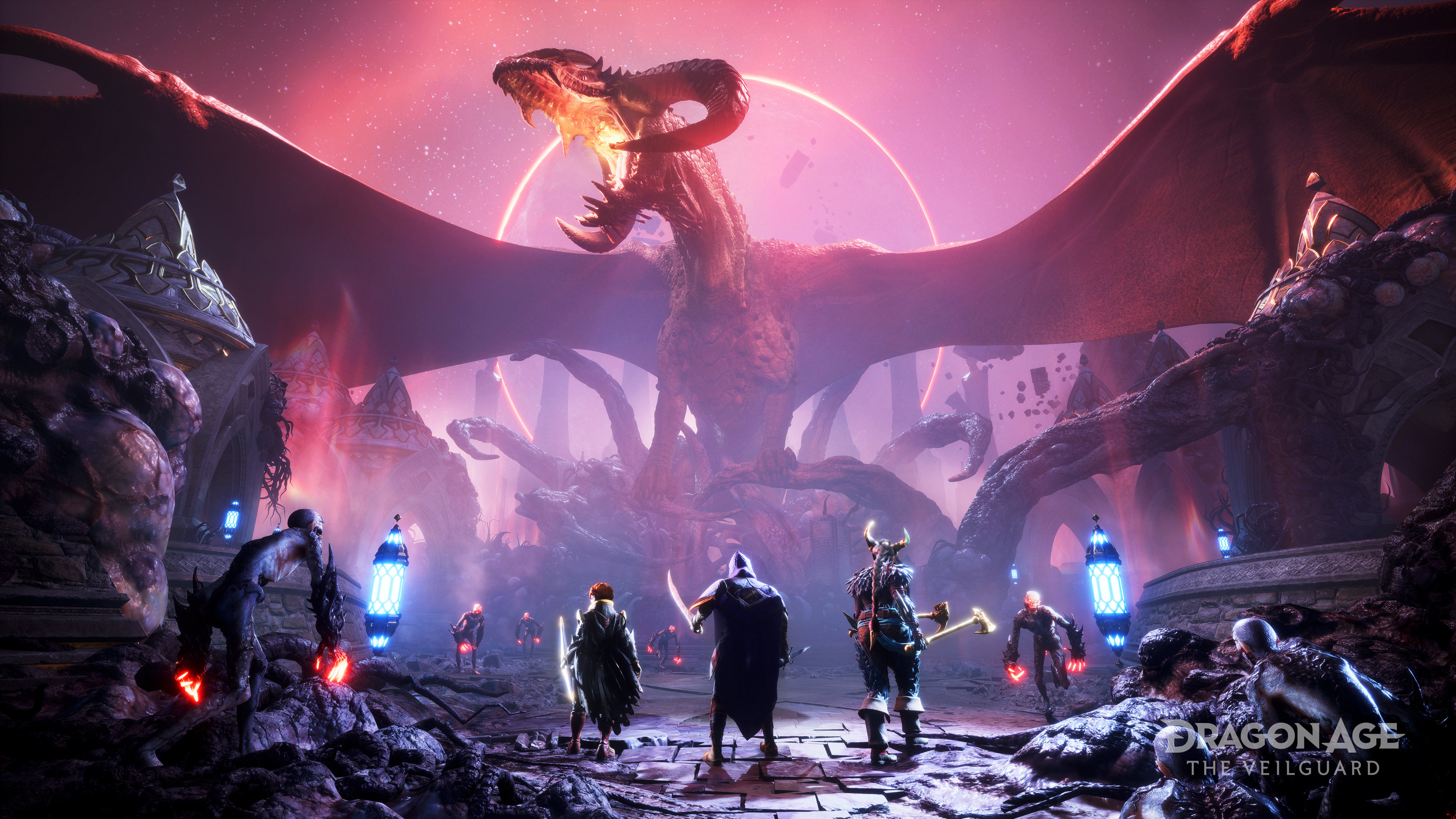 A character from Dragon Age: The Veilguard in a magical and atmospheric gameplay setting.