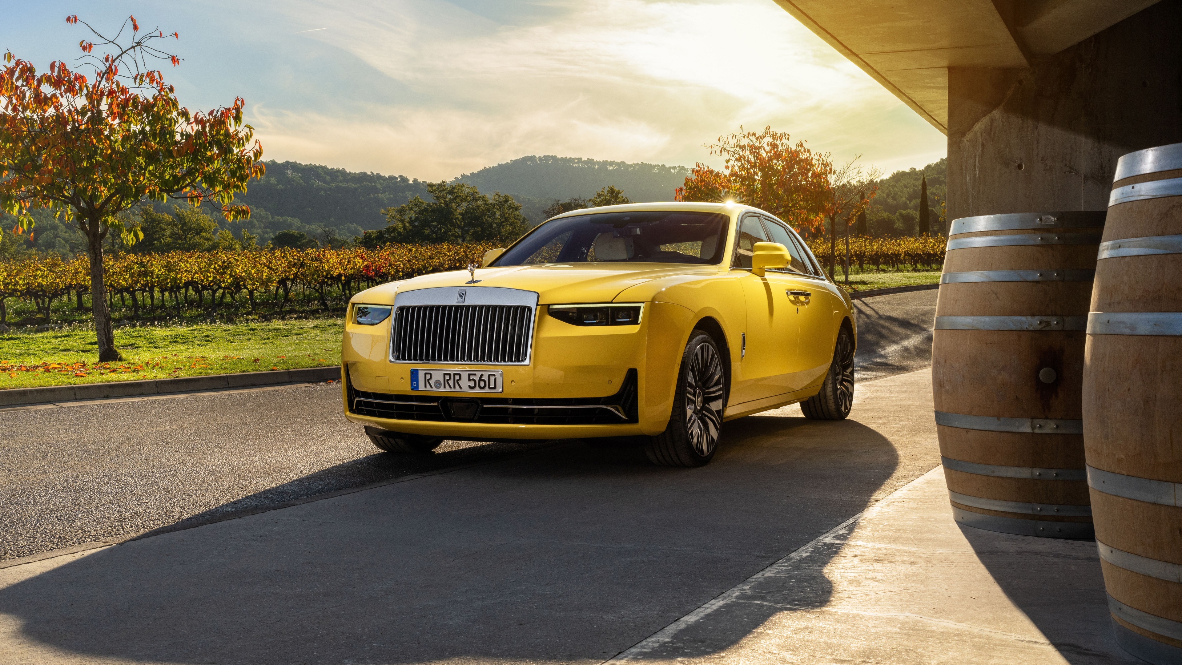 A luxury Rolls-Royce Ghost car presented in cinematic 8K detail