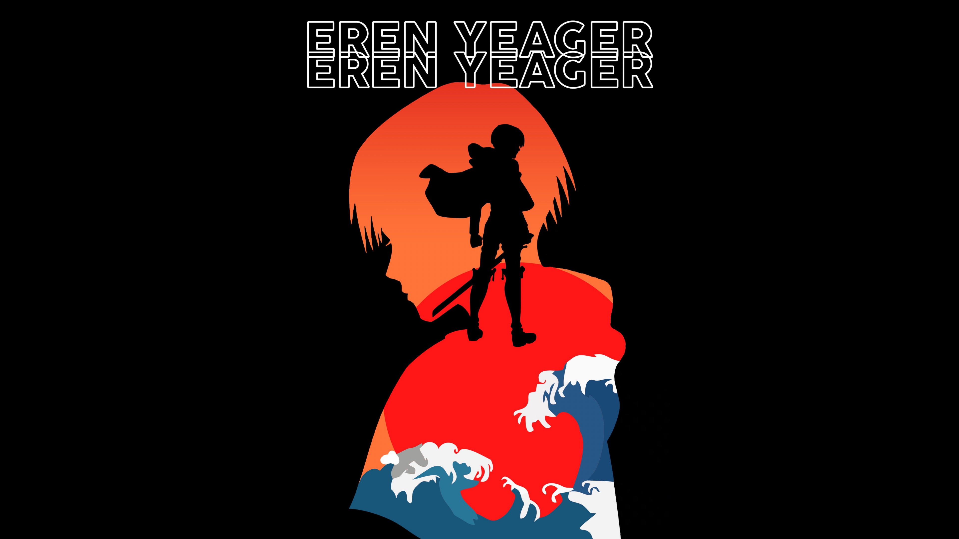 A high-resolution portrait of Eren Yeager from Attack on Titan on a solid black background.