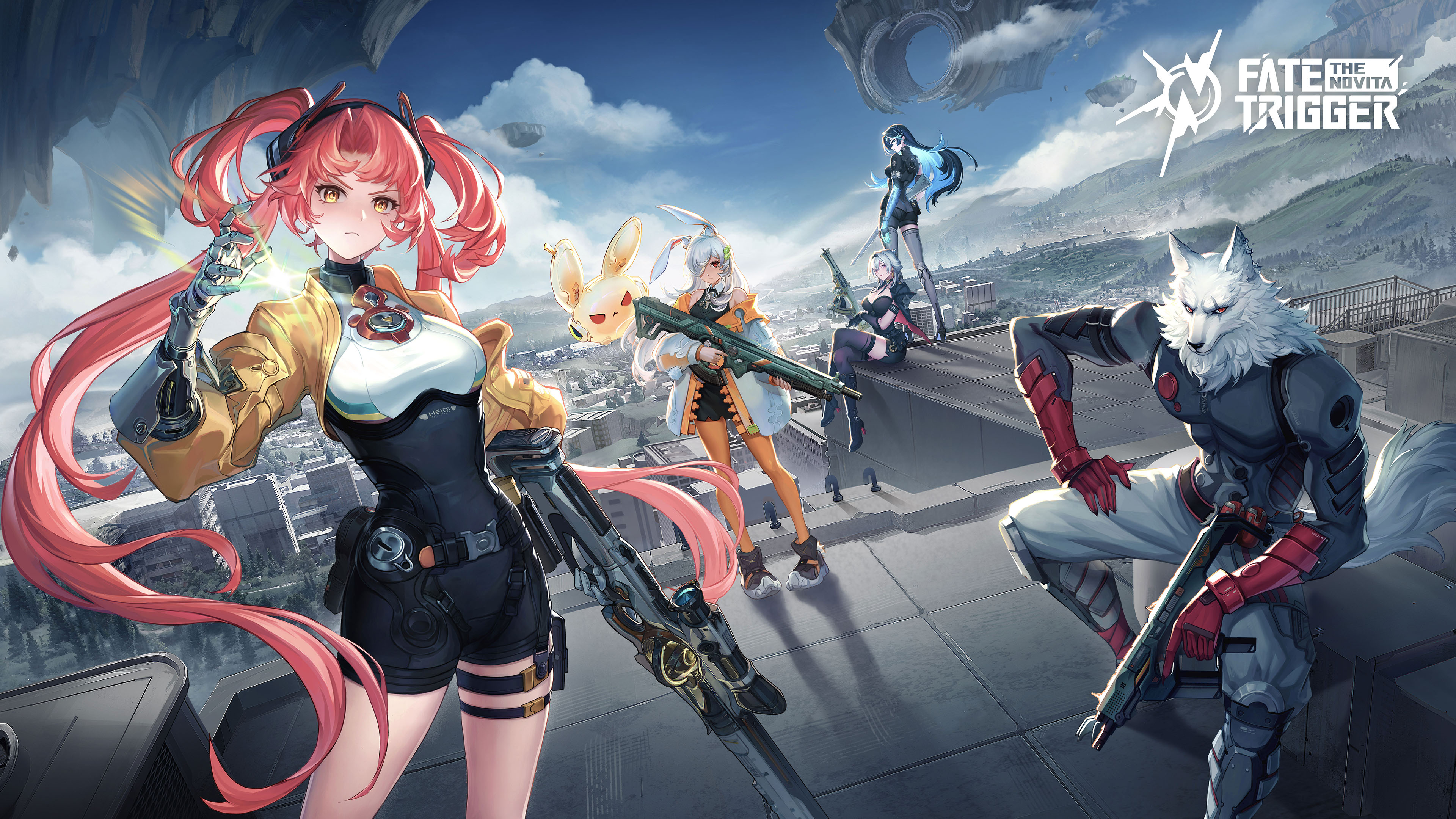 Cinematic key art featuring a futuristic character from Fate Trigger: The Novita.
