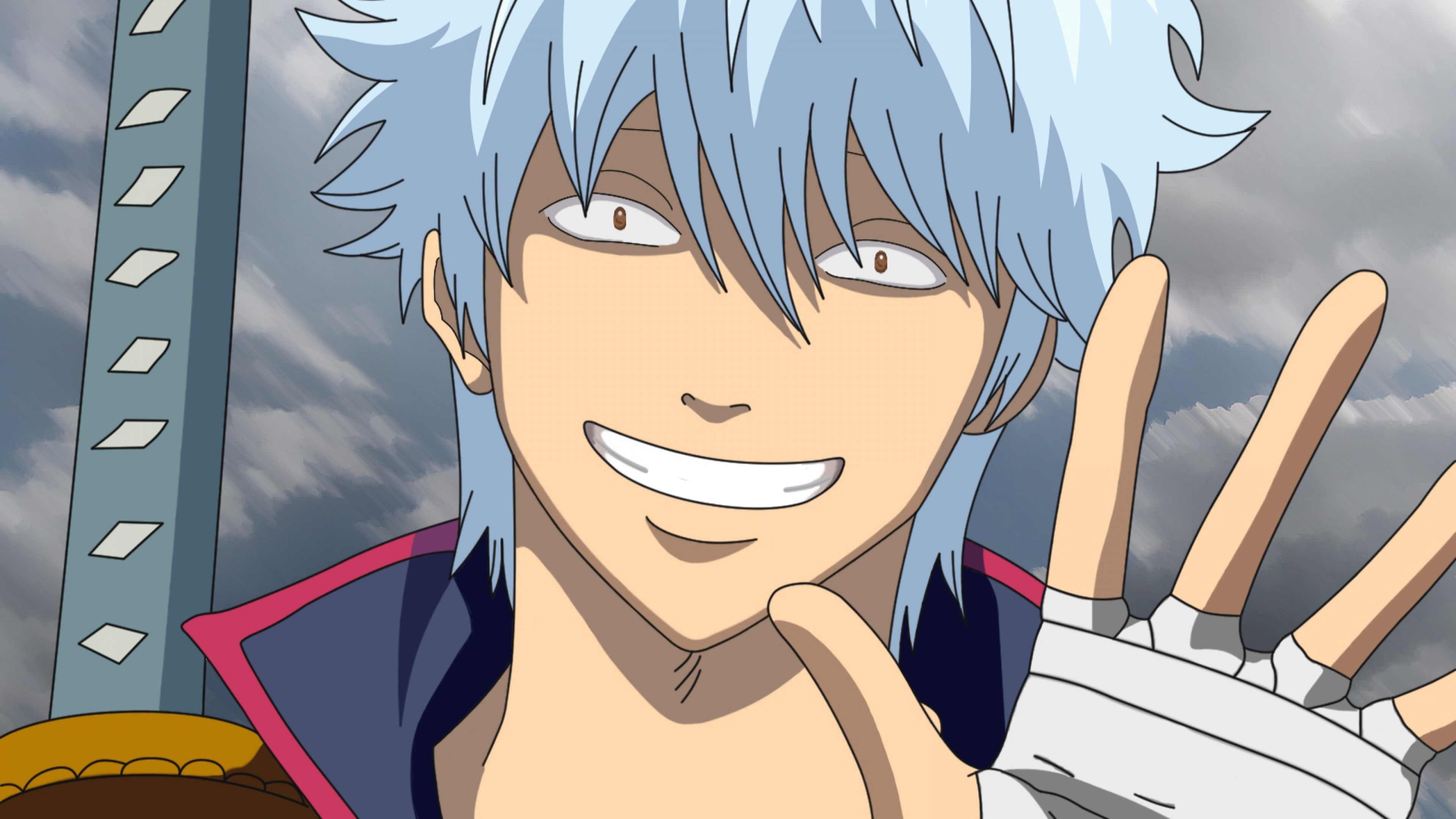 Gintoki Sakata from the anime Gintama with signature silver hair