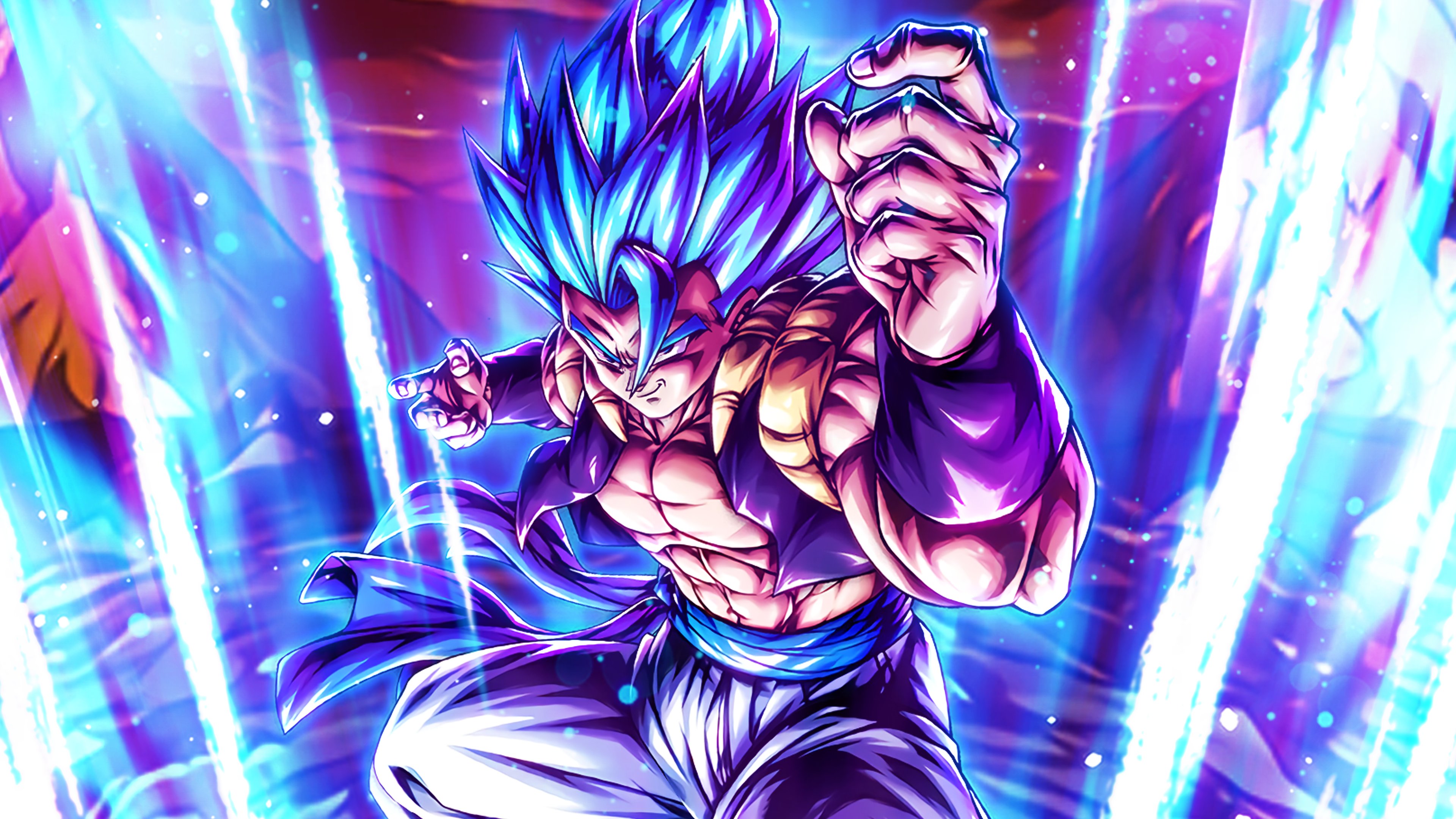 Gogeta from Dragon Ball in a powerful combat pose