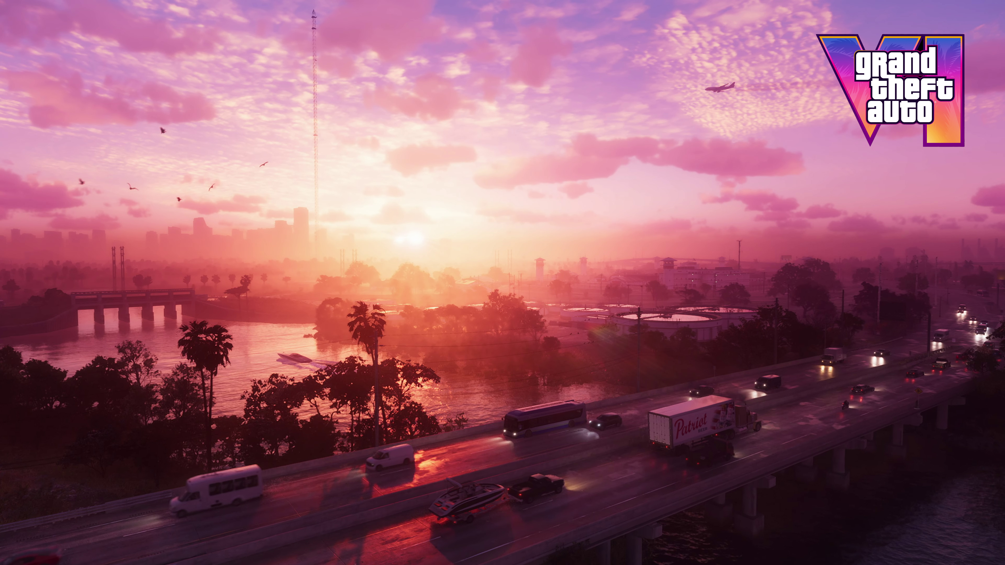 A cinematic shot of a character amidst the neon-lit streets and palm trees of Vice City, inspired by Grand Theft Auto VI.