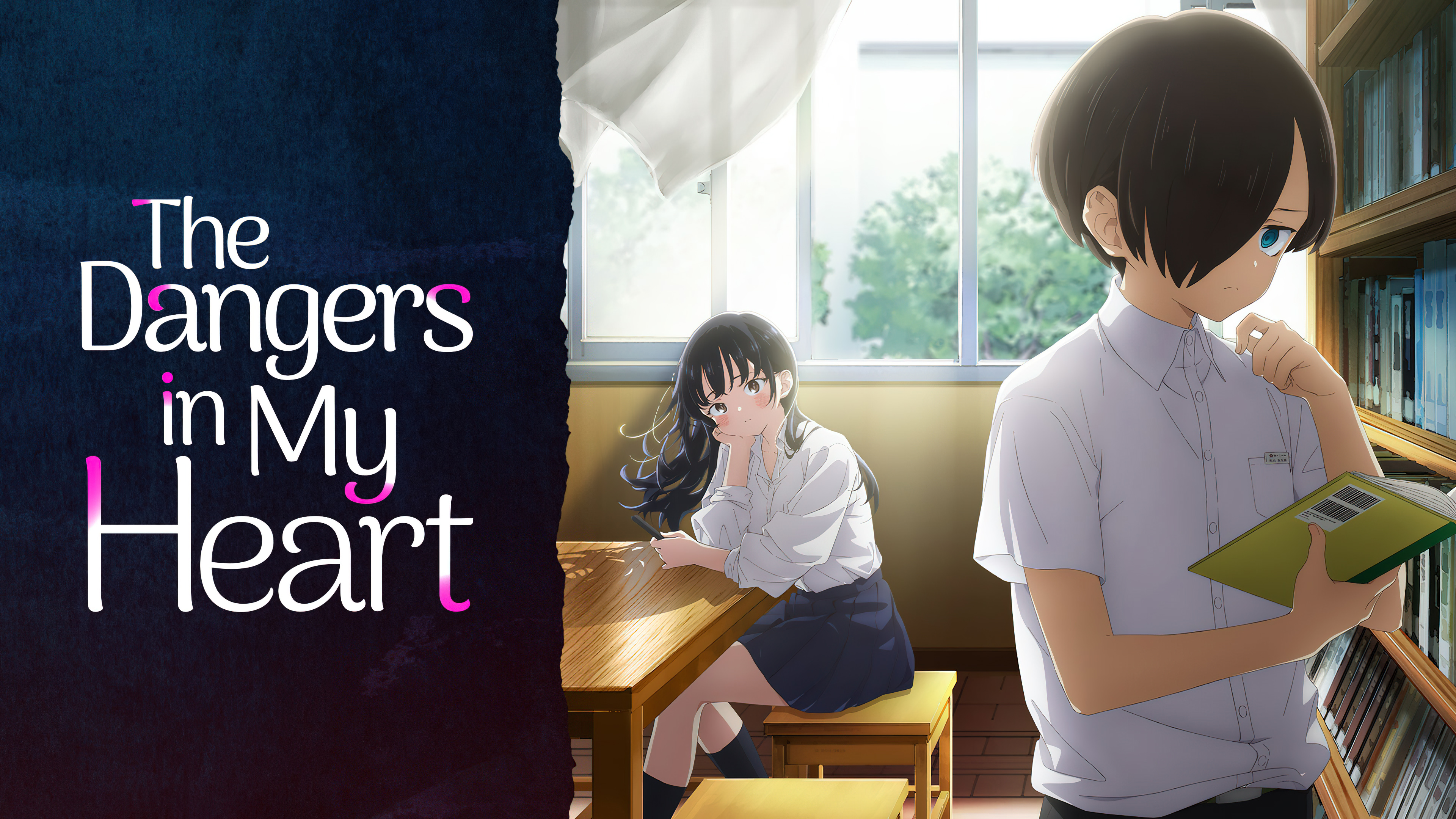 An artistic depiction of Ichikawa Kyoutarou and Anna Yamada from The Dangers in My Heart anime.