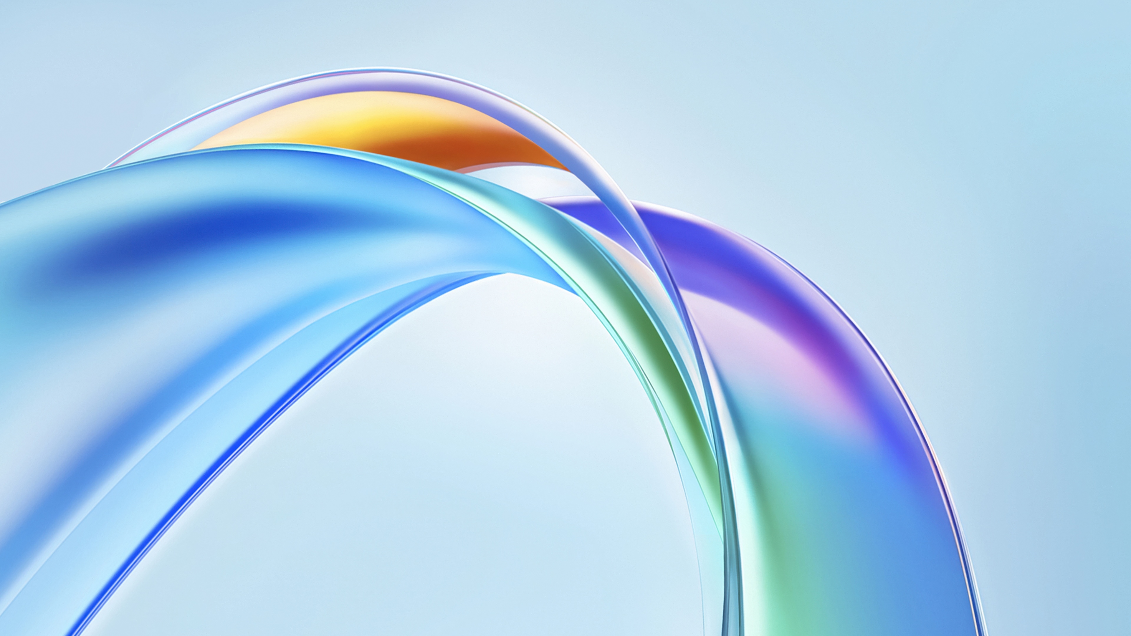 Vibrant and iridescent fluid ribbons with a glossy, colorful texture.