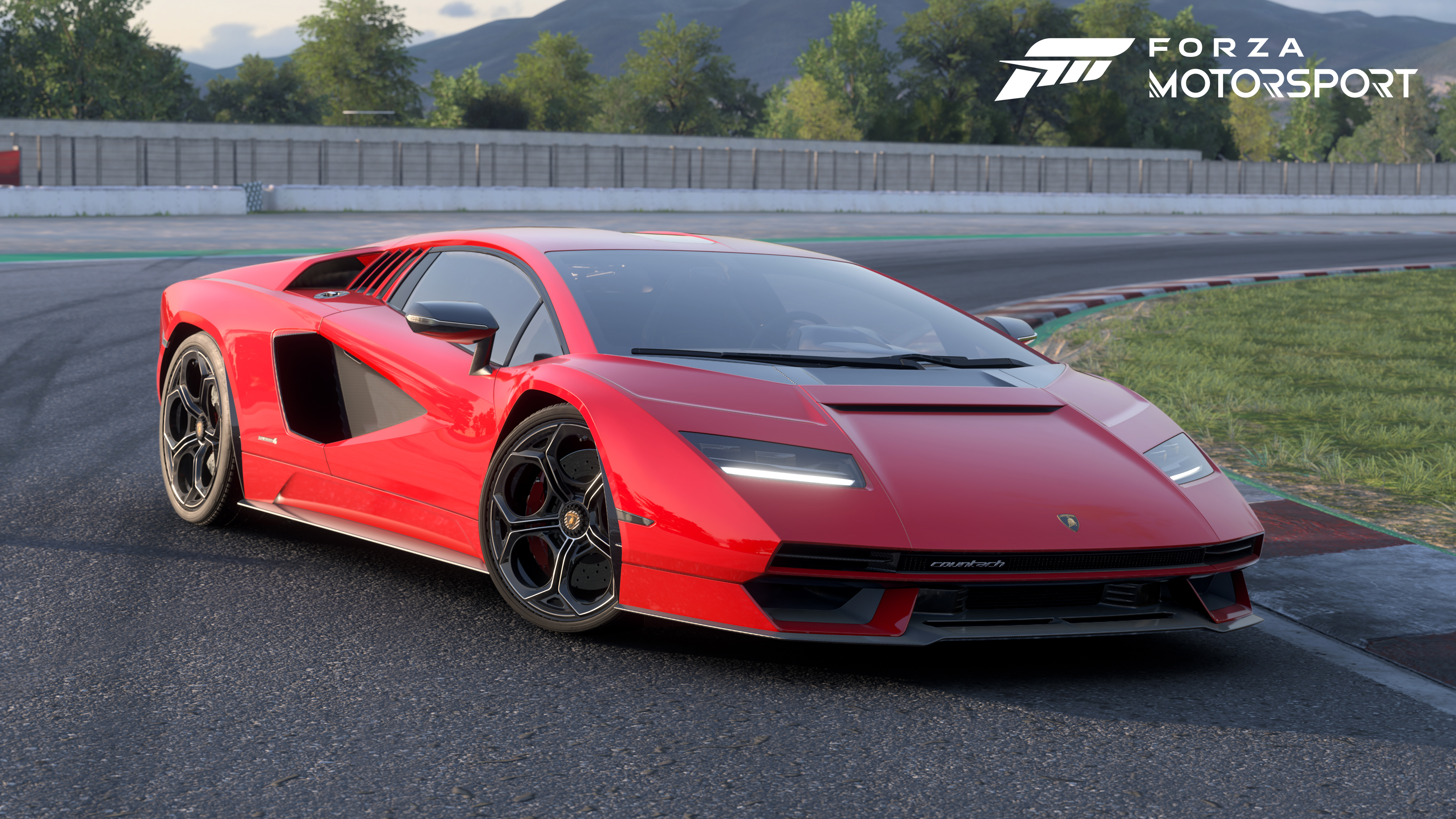 A highly detailed render of a Lamborghini Countach LPI 800-4 from the Forza Motorsport racing game.