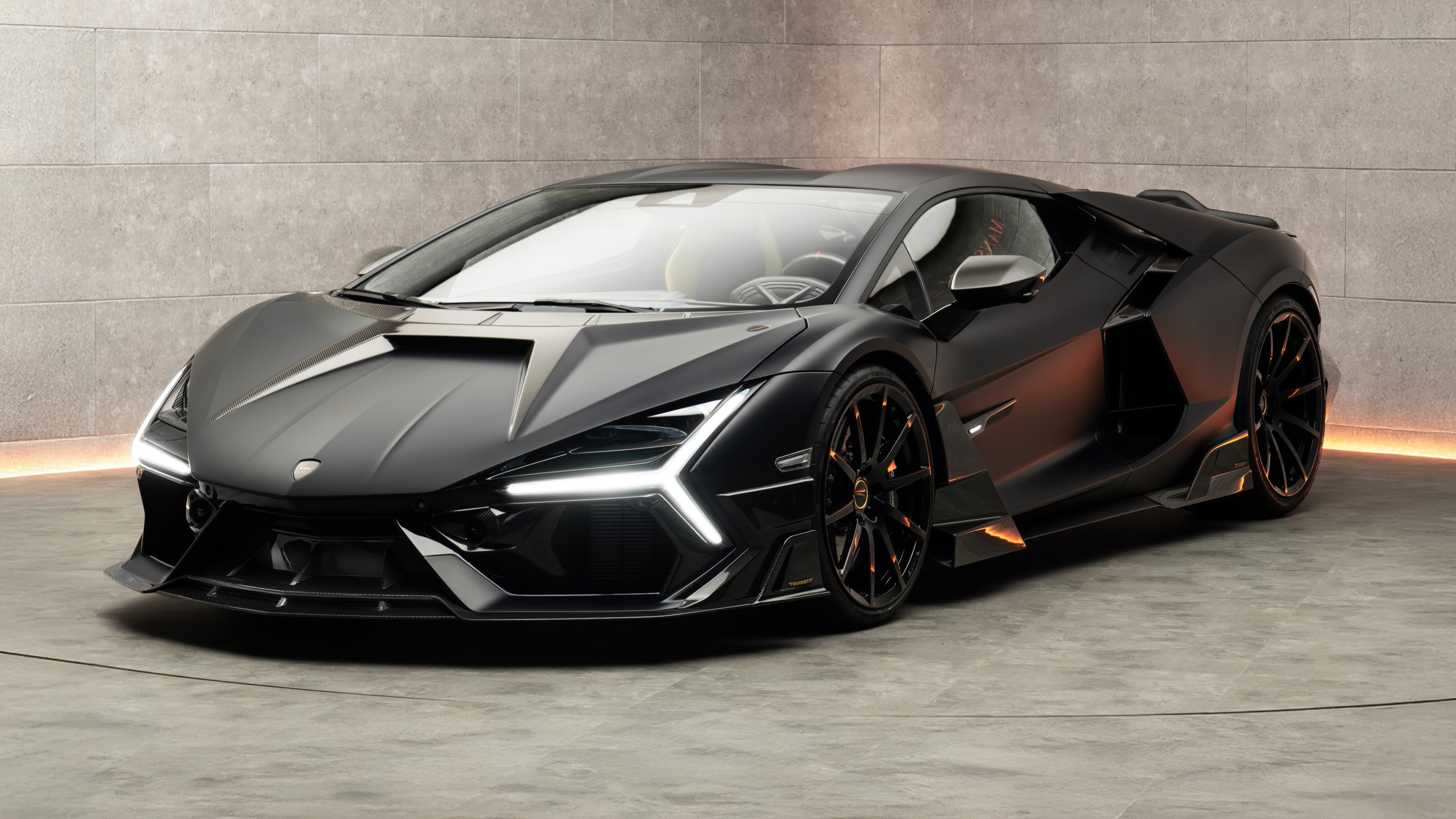 A high-resolution, detailed shot of a Lamborghini Revuelto supercar highlighting its sleek aerodynamic design.