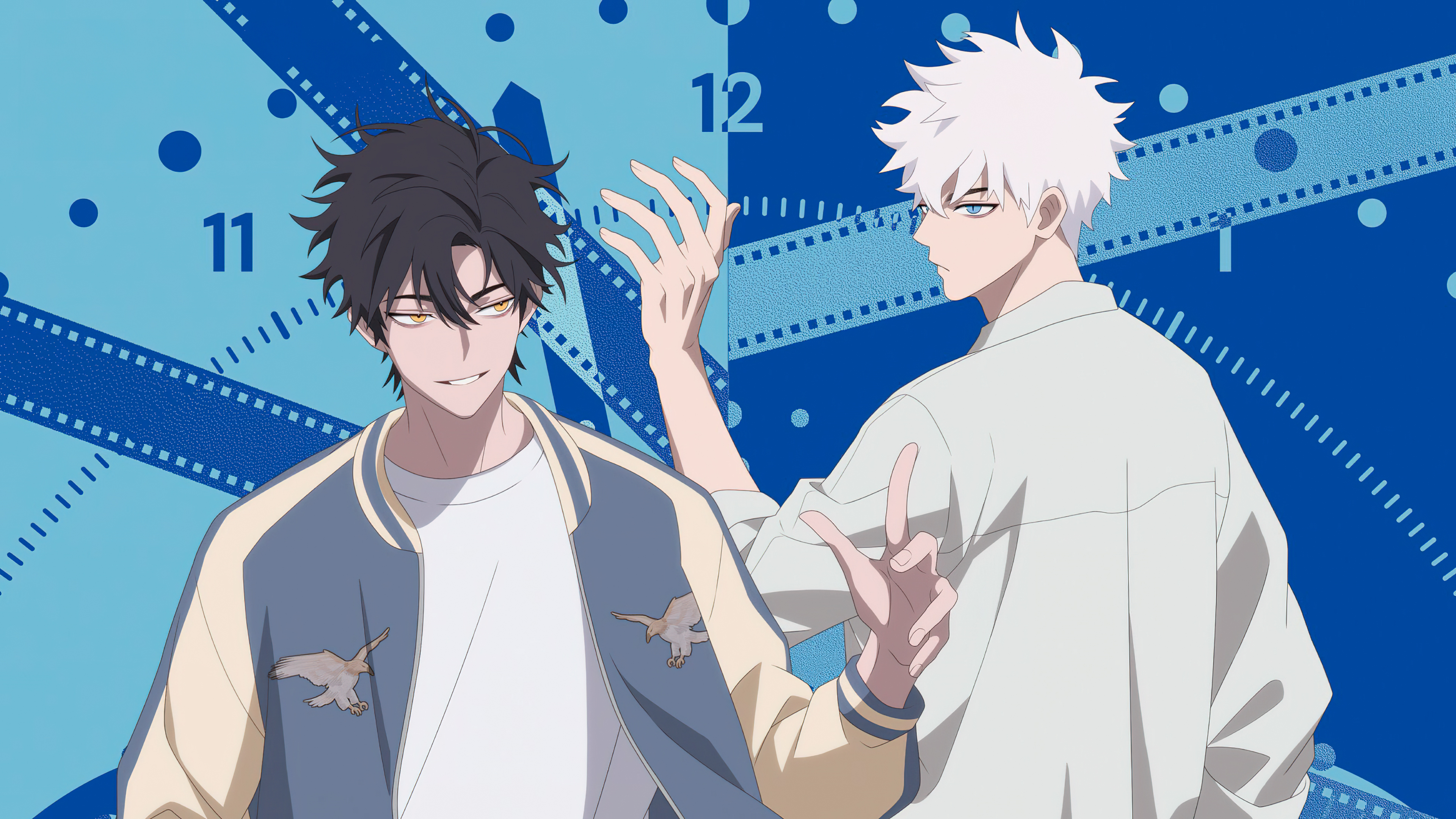 Characters Lu Guang and Cheng Xiaoshi from the anime Link Click standing together.